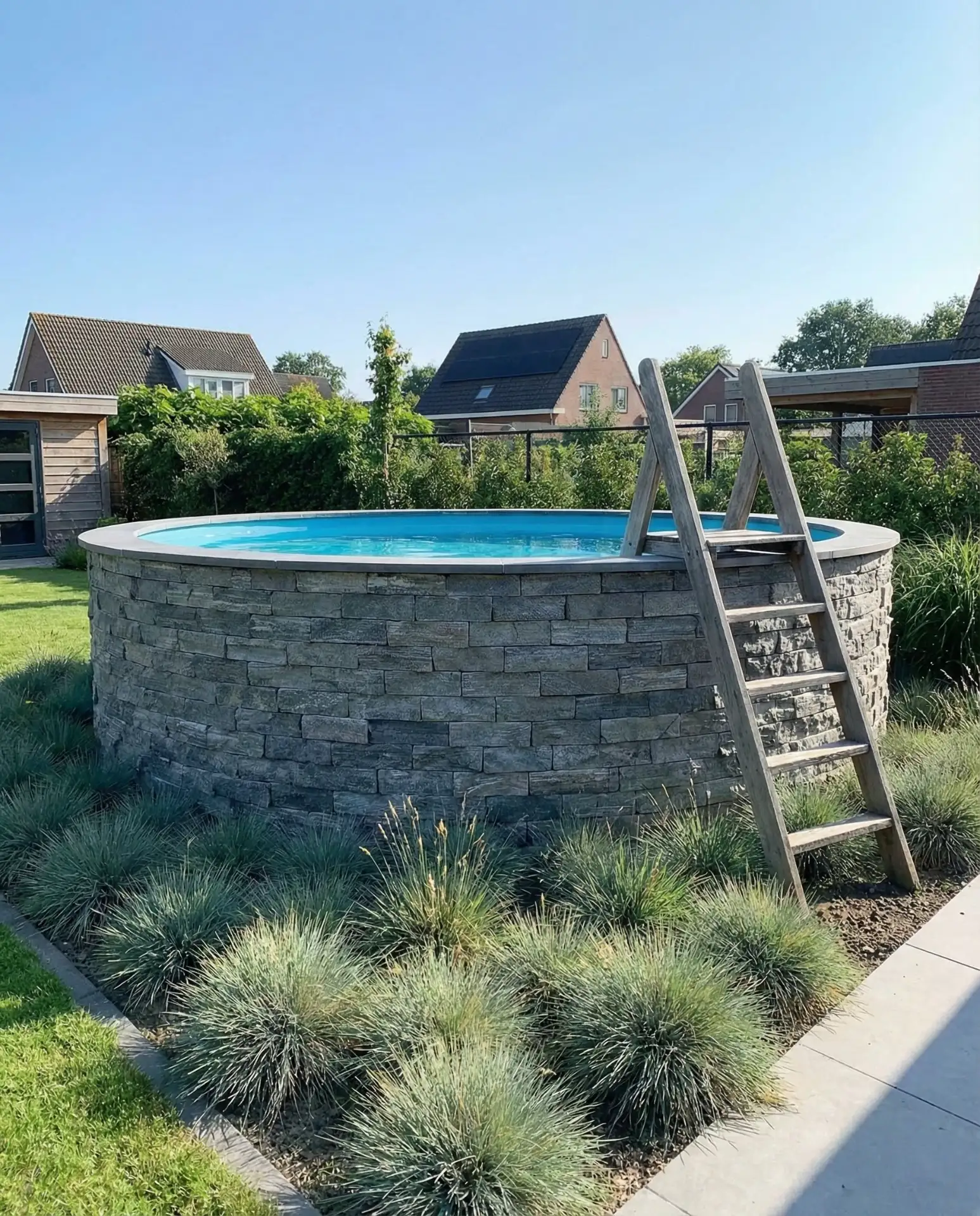 Above-Ground Pool with Natural Stone Surround 2