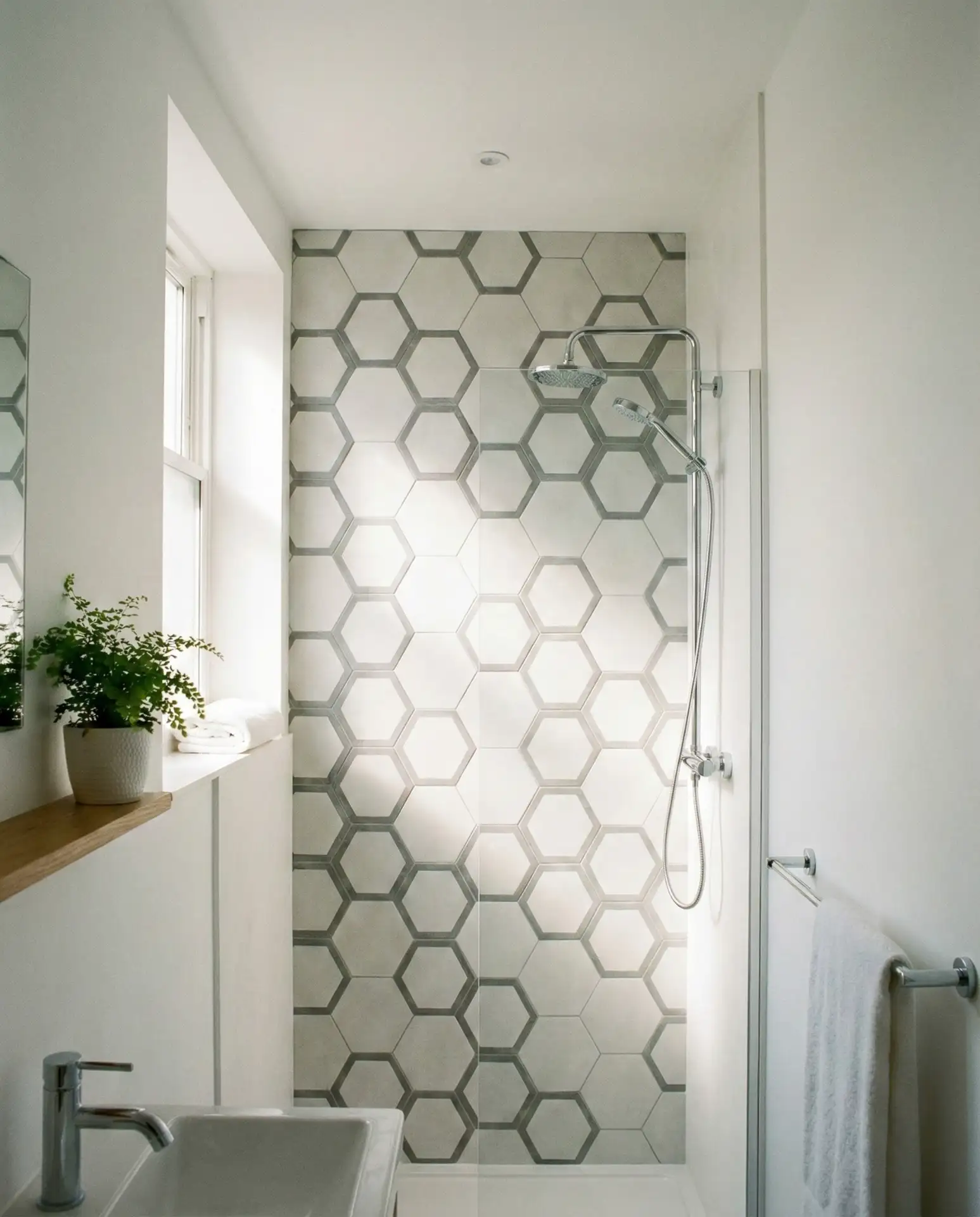 Accent Wall with Geometric Tile 1