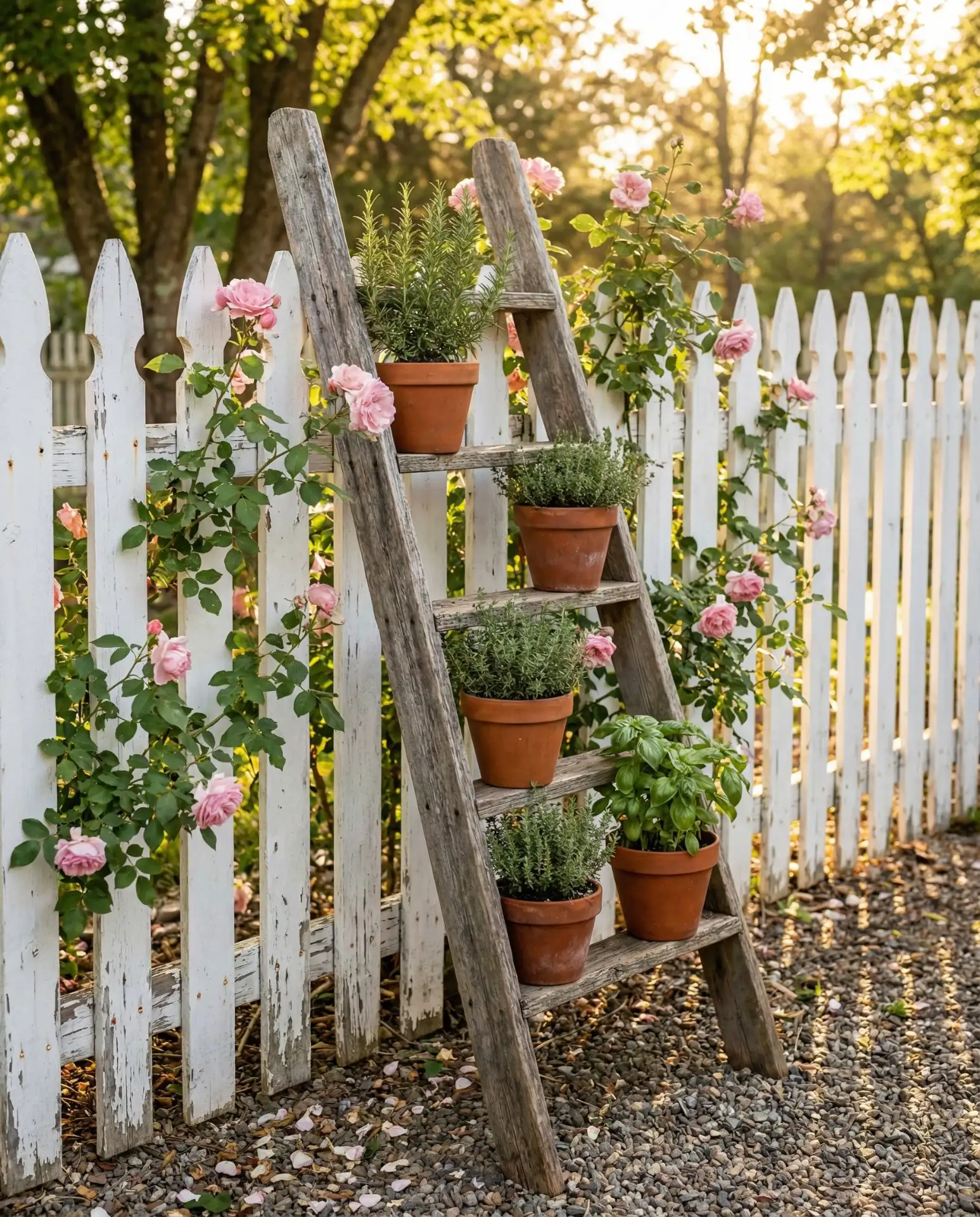 Antique Ladder Plant Stand