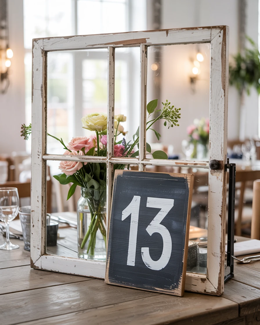 Antique Window Frames as Table Numbers 2