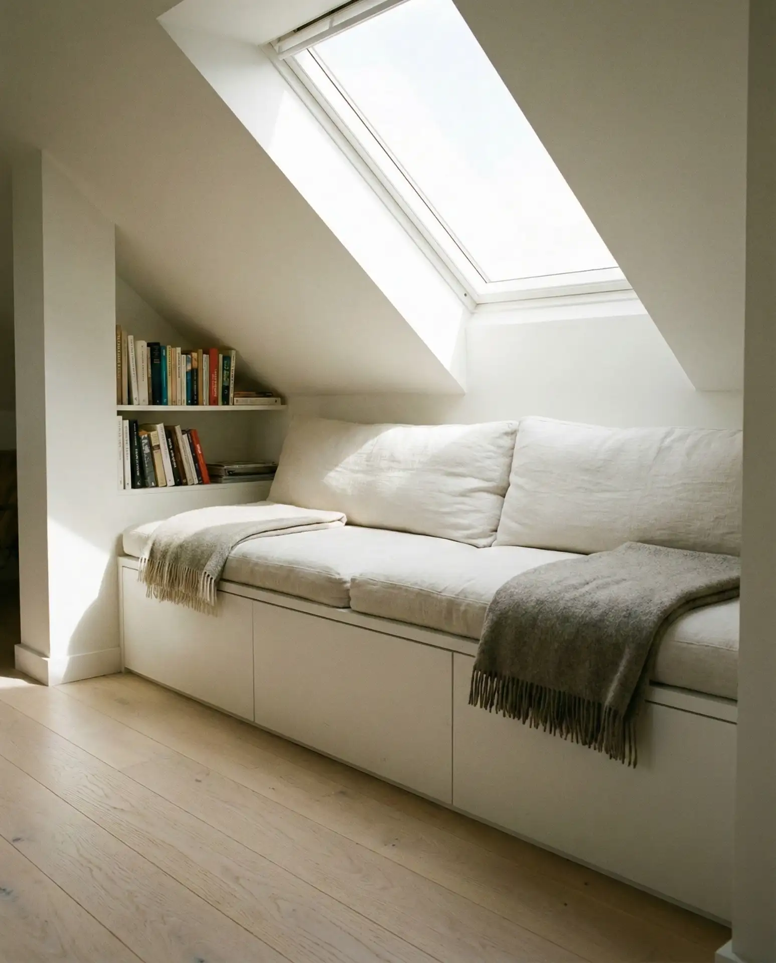 Attic Reading Corner with Skylight and Built-In Bench 1