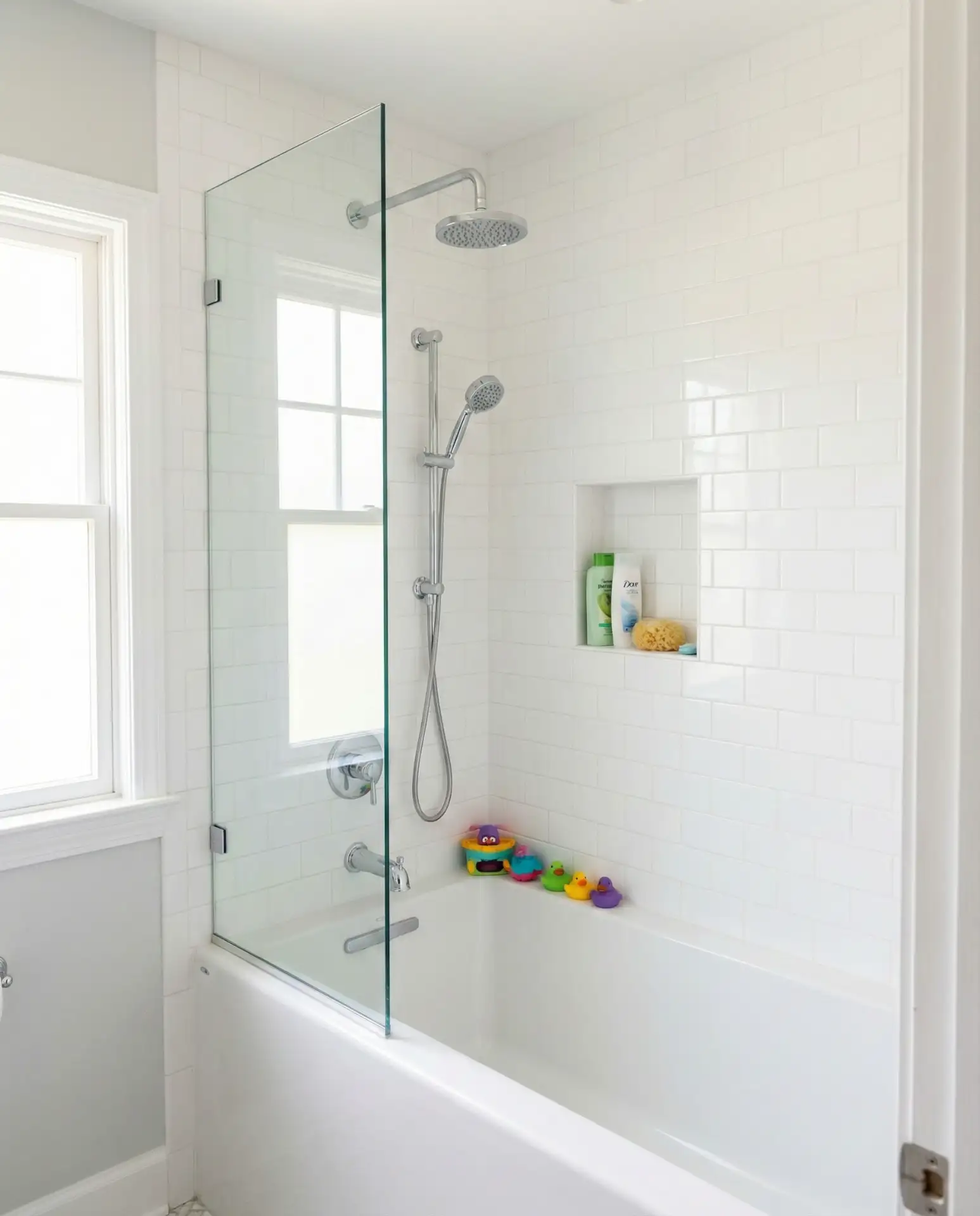 Bathtub and Shower Combo with Glass Half-Wall 2