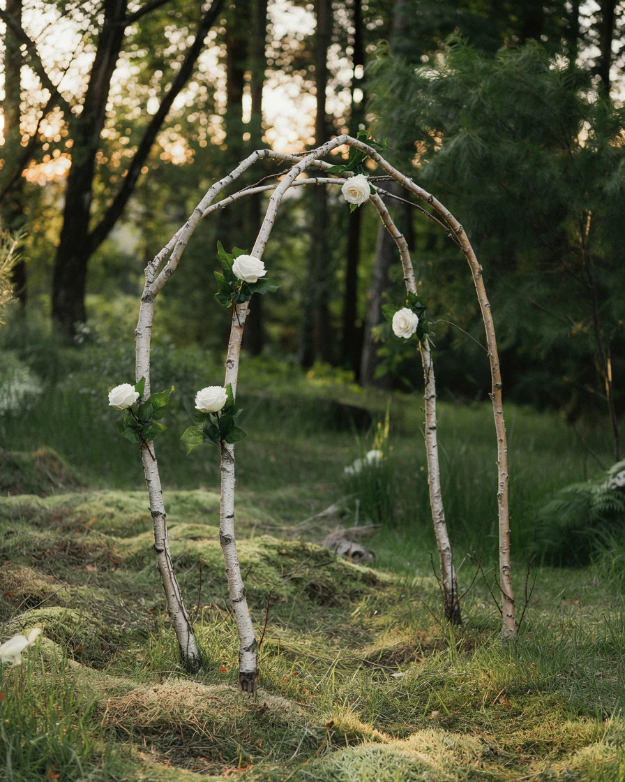 Birch Branch Arch with Minimal Florals 2