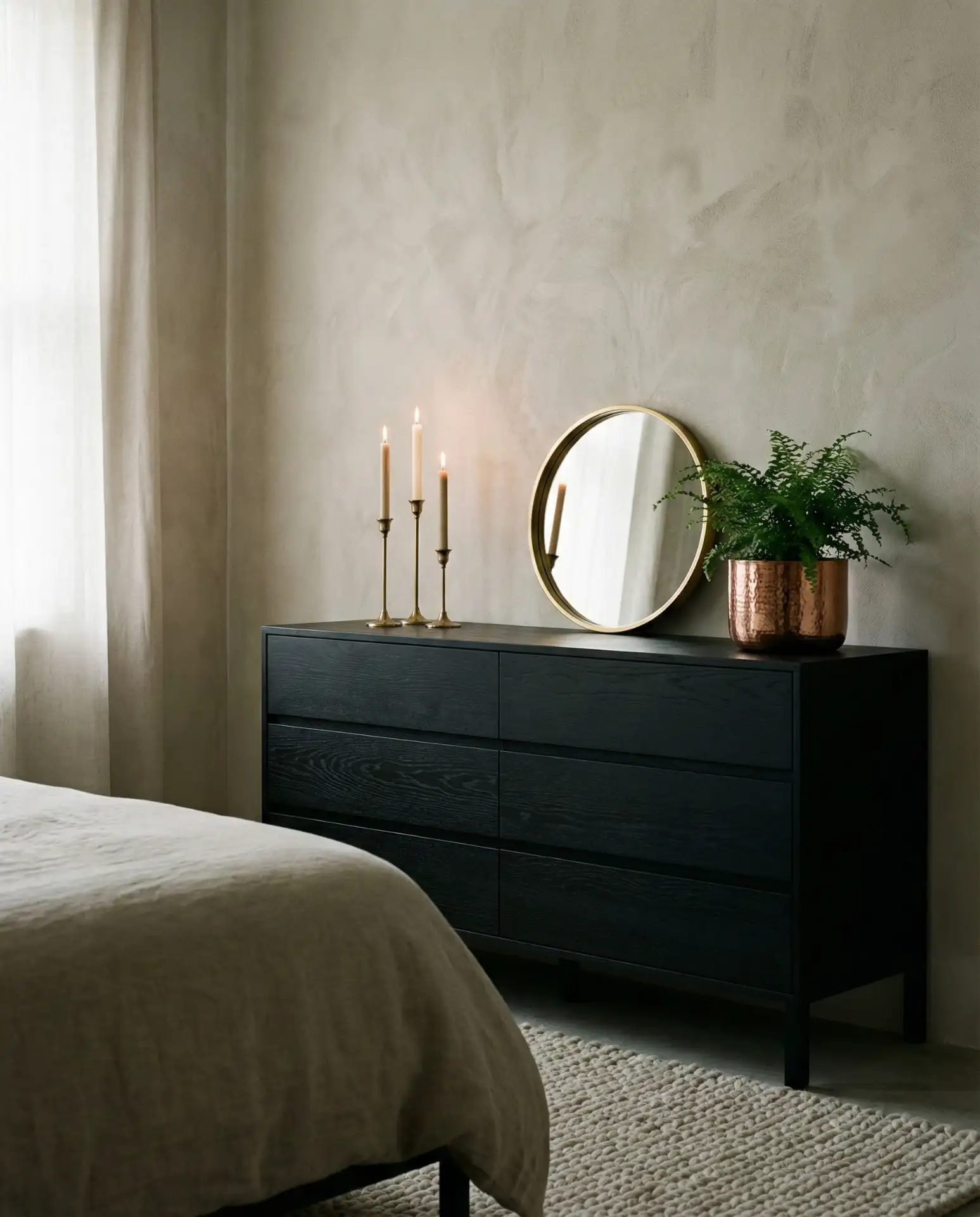 Black Dresser with Metallic Accents 1