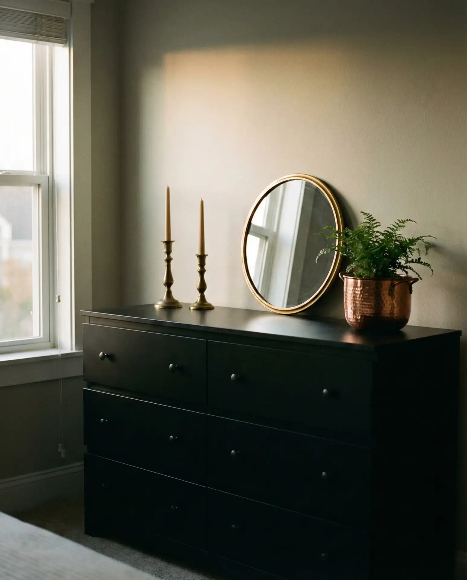 Black Dresser with Metallic Accents 2