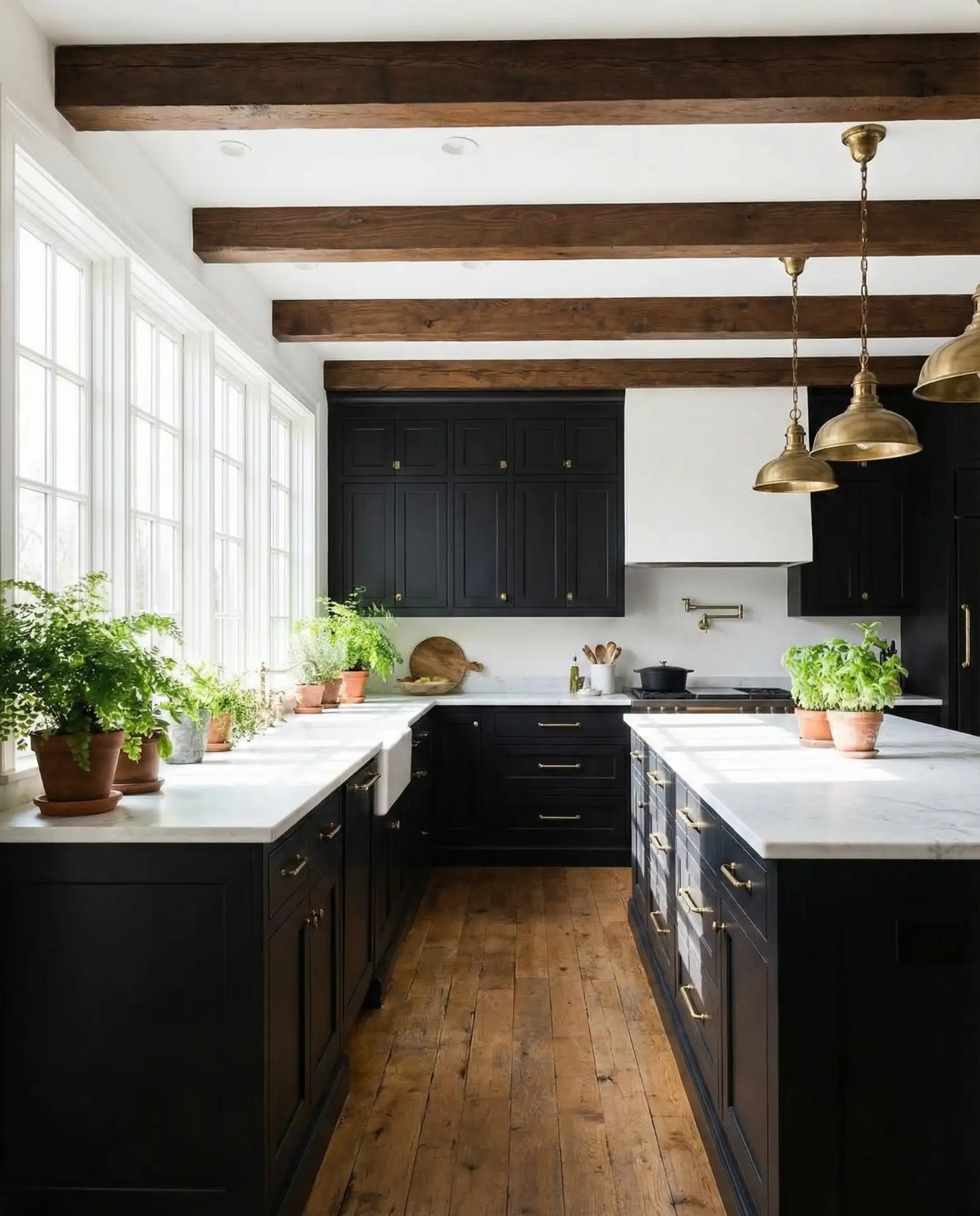 Black Farmhouse Kitchen with Dramatic Contrast 2