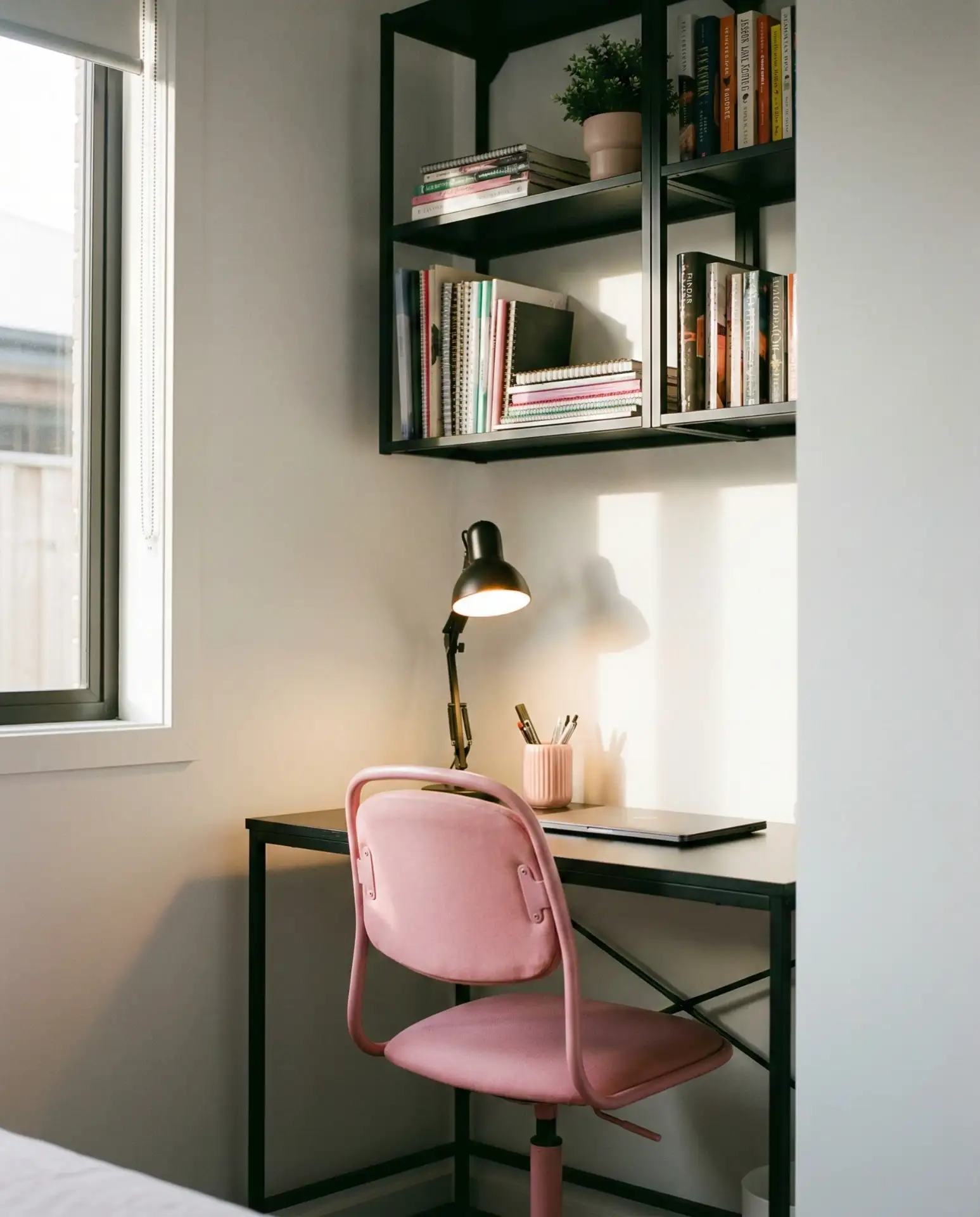 Black and Pink Modern Teen Study Nook 2