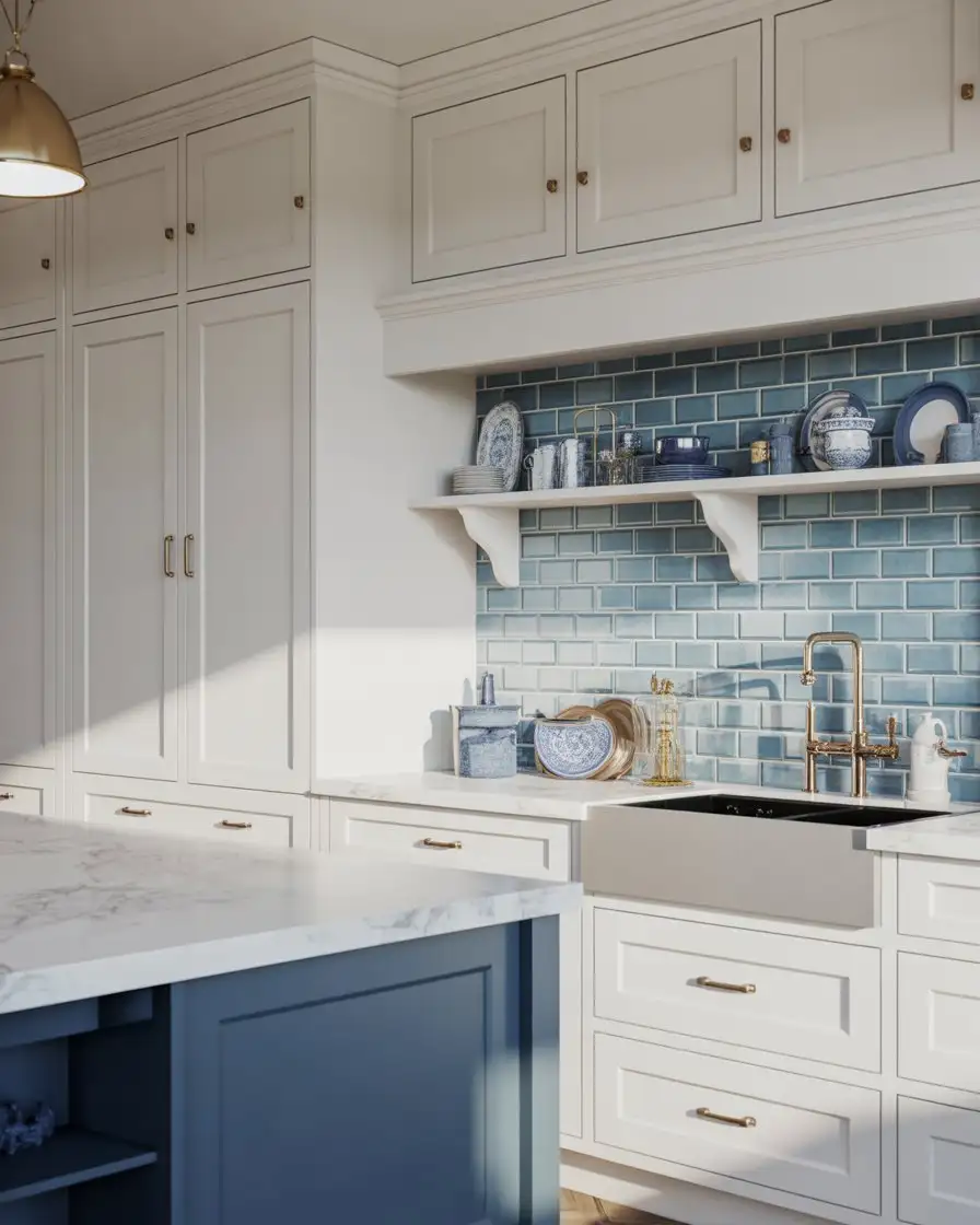 Blue and White Farmhouse Kitchen 2
