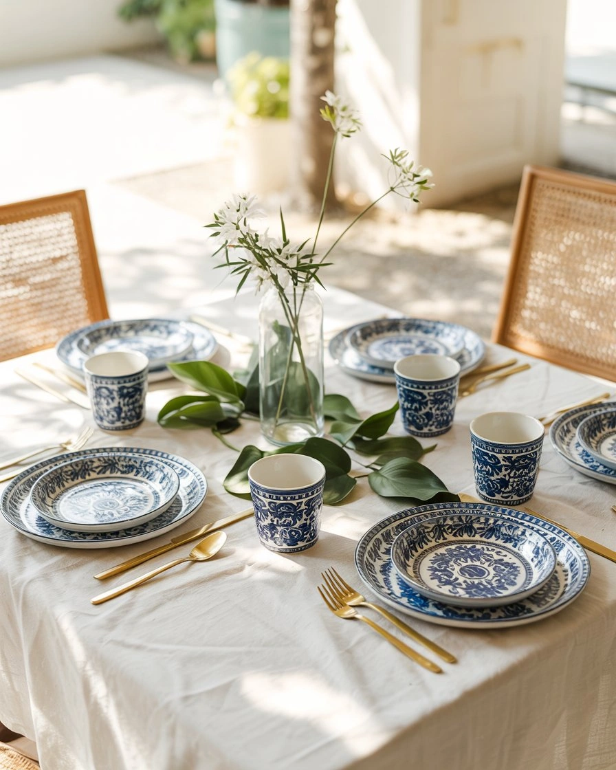 Blue and White Porcelain Tablescape 1