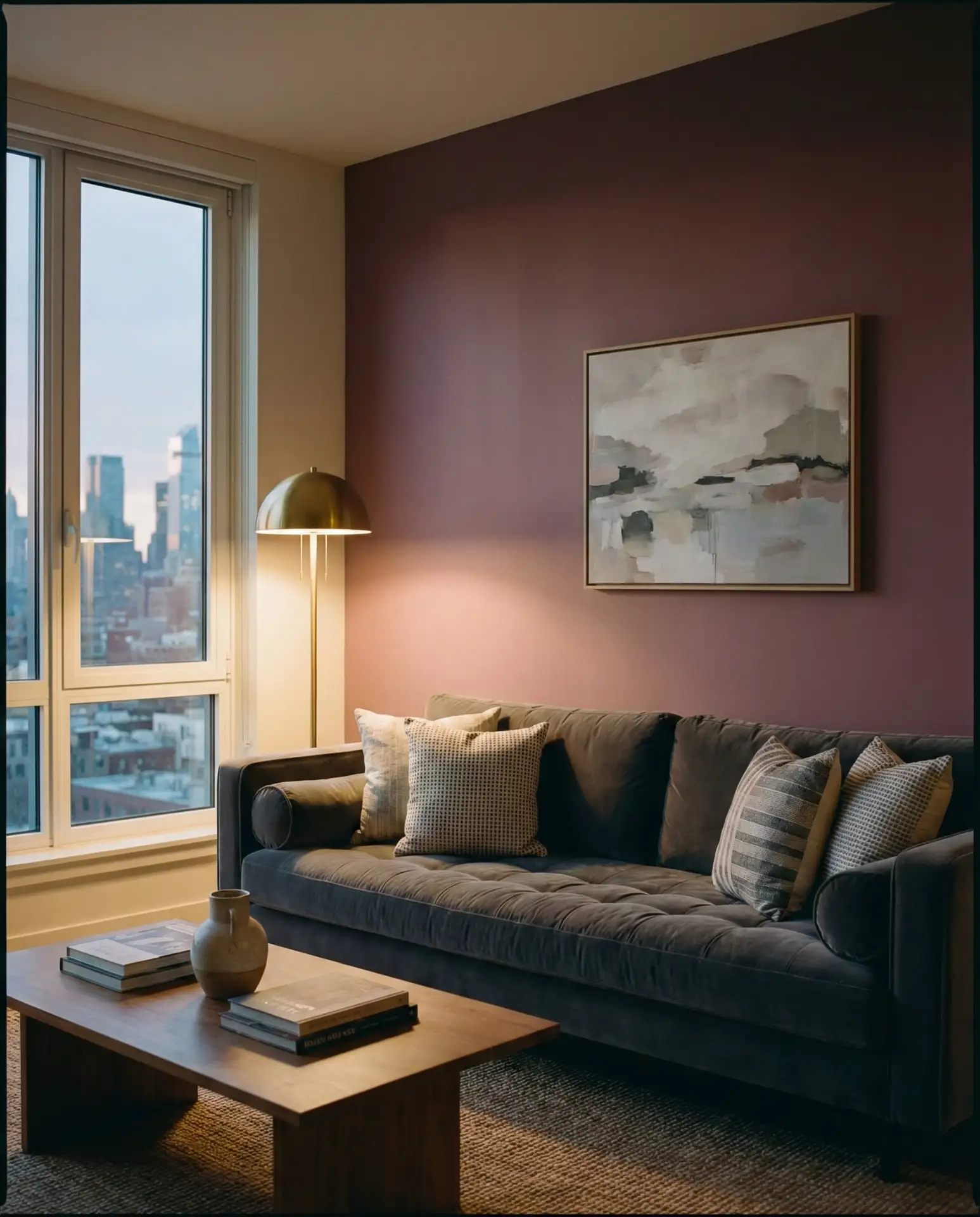 Blush Pink Bedroom with Natural Wood Accents 2