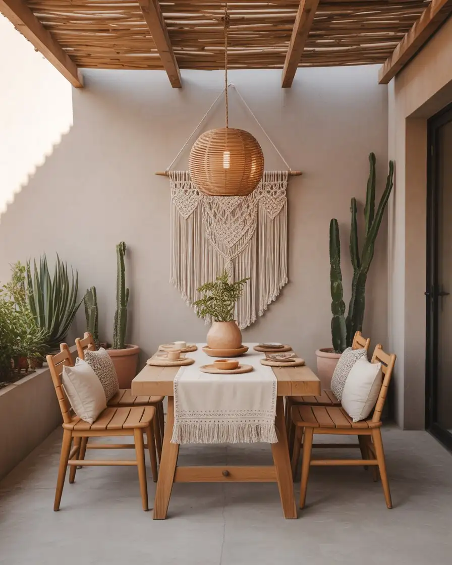 Bohemian Outdoor Dining with Macramé and Fringe 1