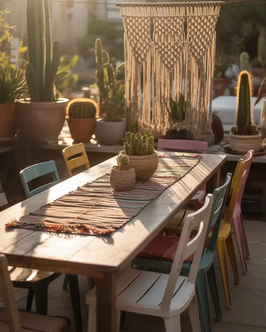Bohemian Outdoor Dining with Macramé and Fringe 2