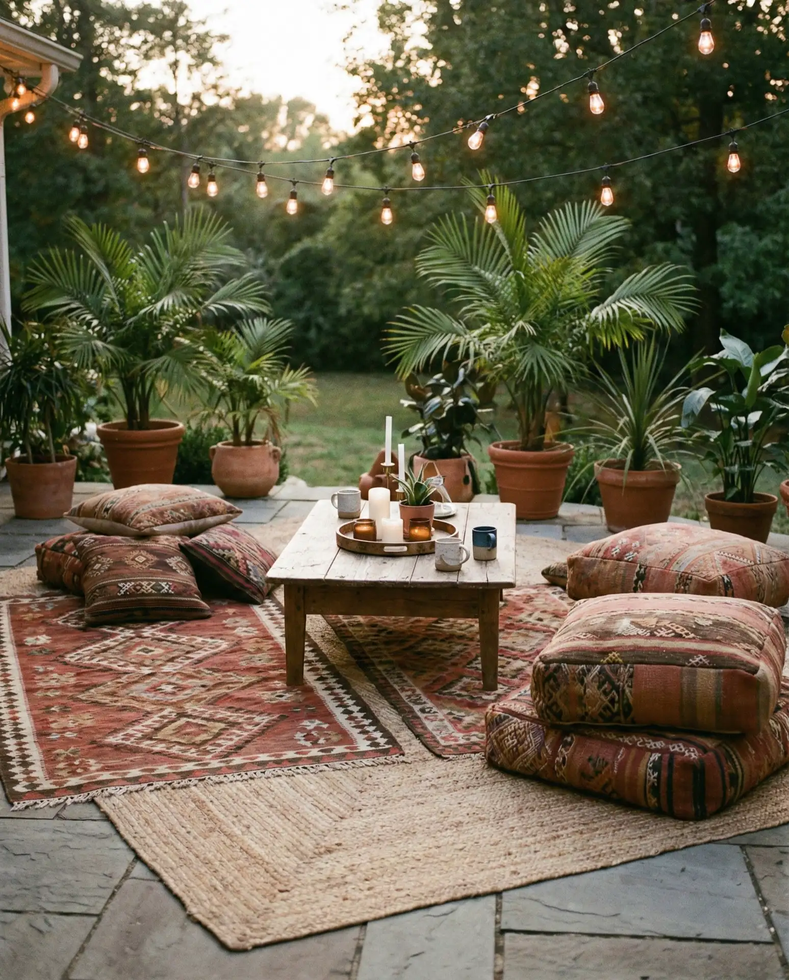 Bohemian Outdoor Lounge with Floor Cushions 2