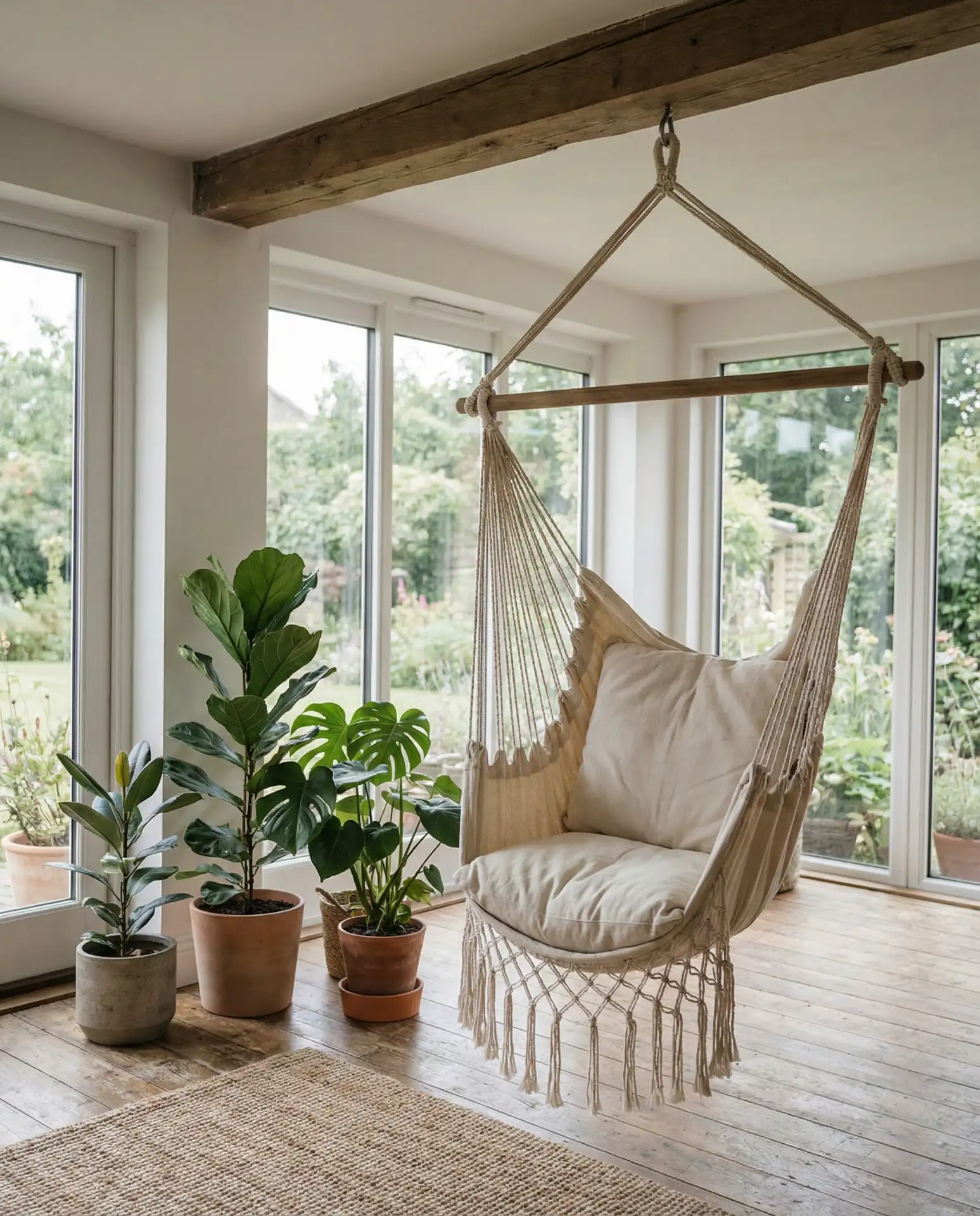 Boho Hanging Chair in a Sunroom 1