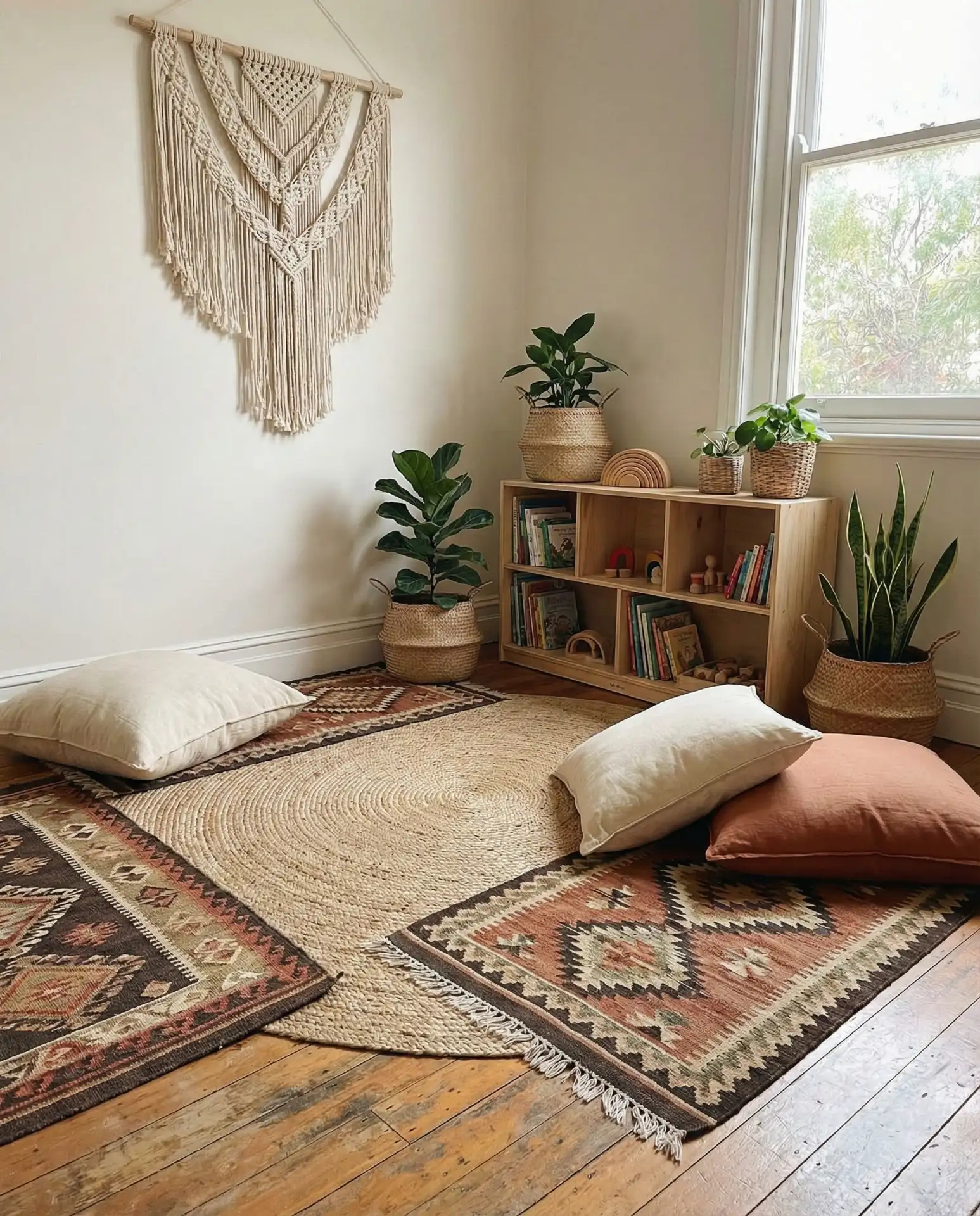 Boho Reading Nook with Floor Cushions 1