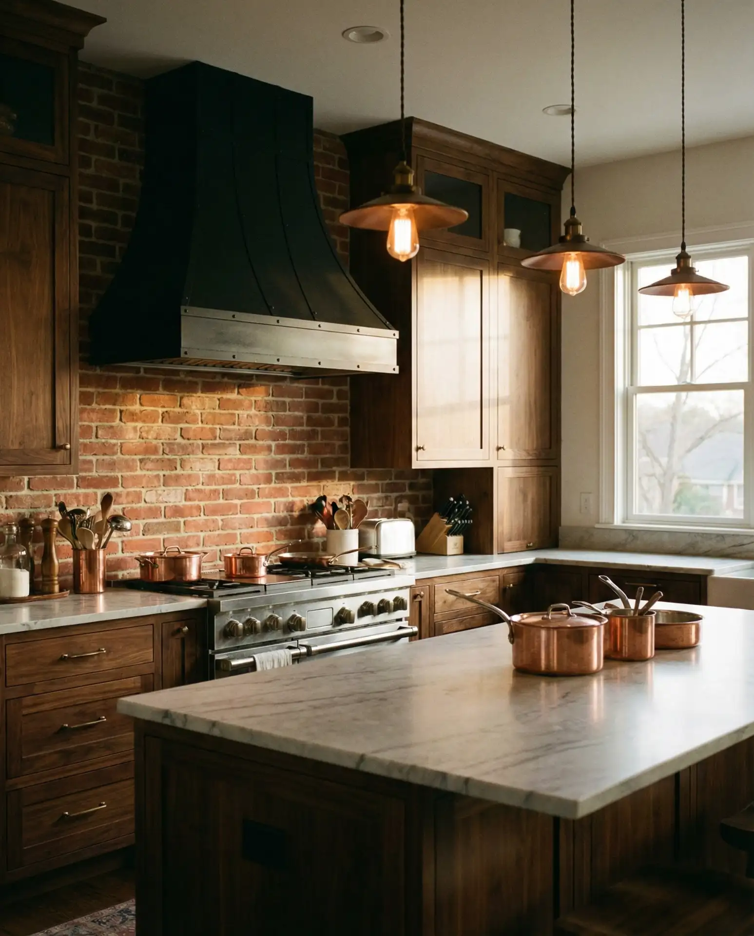 Brick Backsplash Farmhouse Kitchen 1