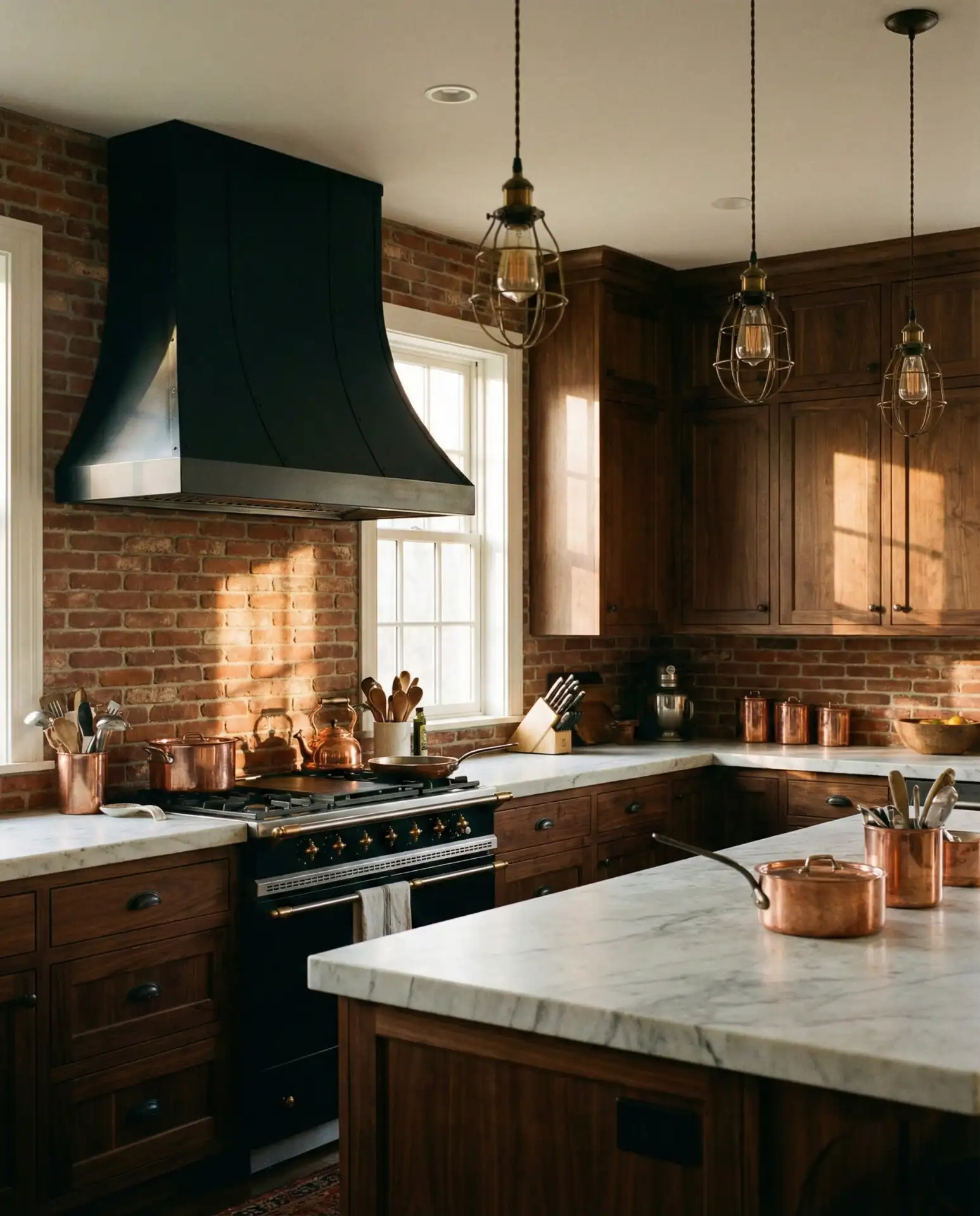 Brick Backsplash Farmhouse Kitchen 2