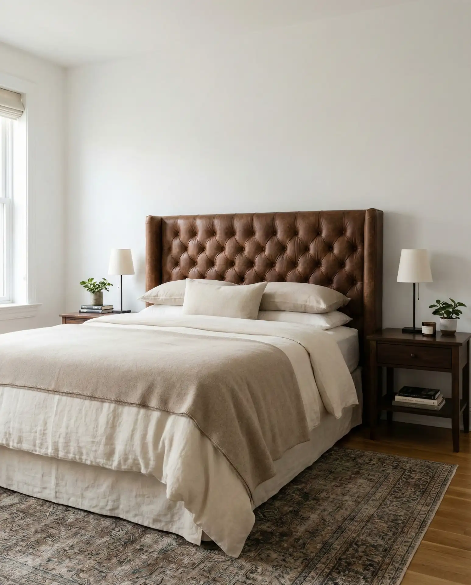 Brown Leather Headboard Statement Piece 1
