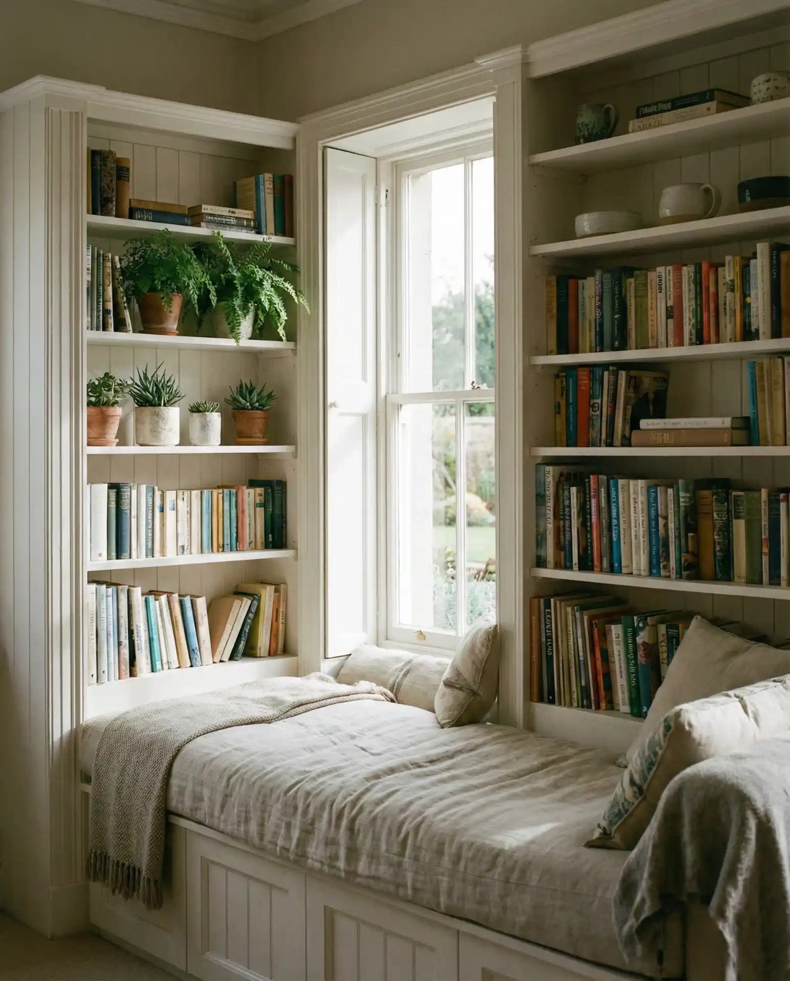 Built-In Shelving Around Windows 1