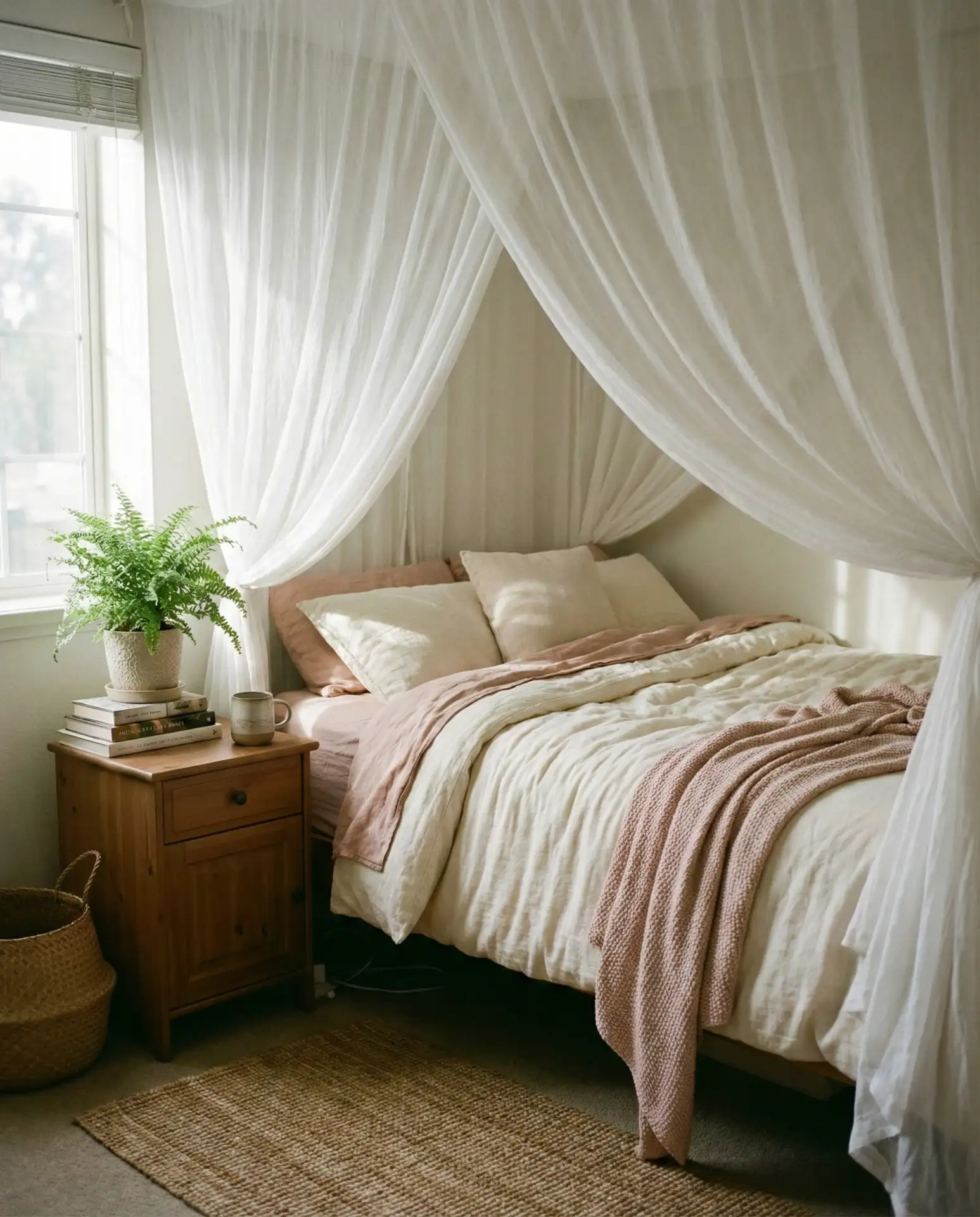 Canopy Bed with Sheer Drapes 1