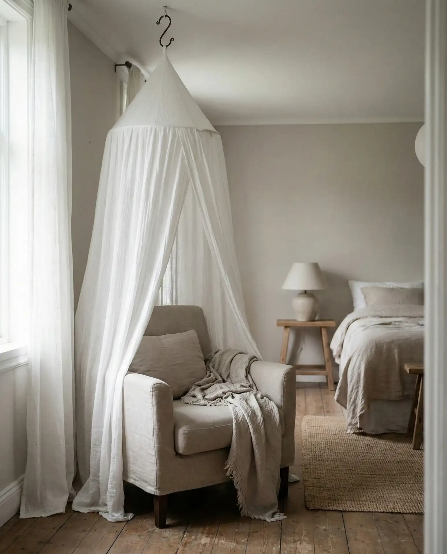 Canopy Draped Over a Corner Chair 1