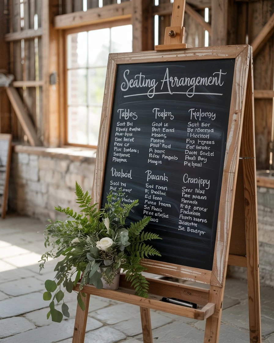 Chalkboard Seating Chart on Wooden Easel 1