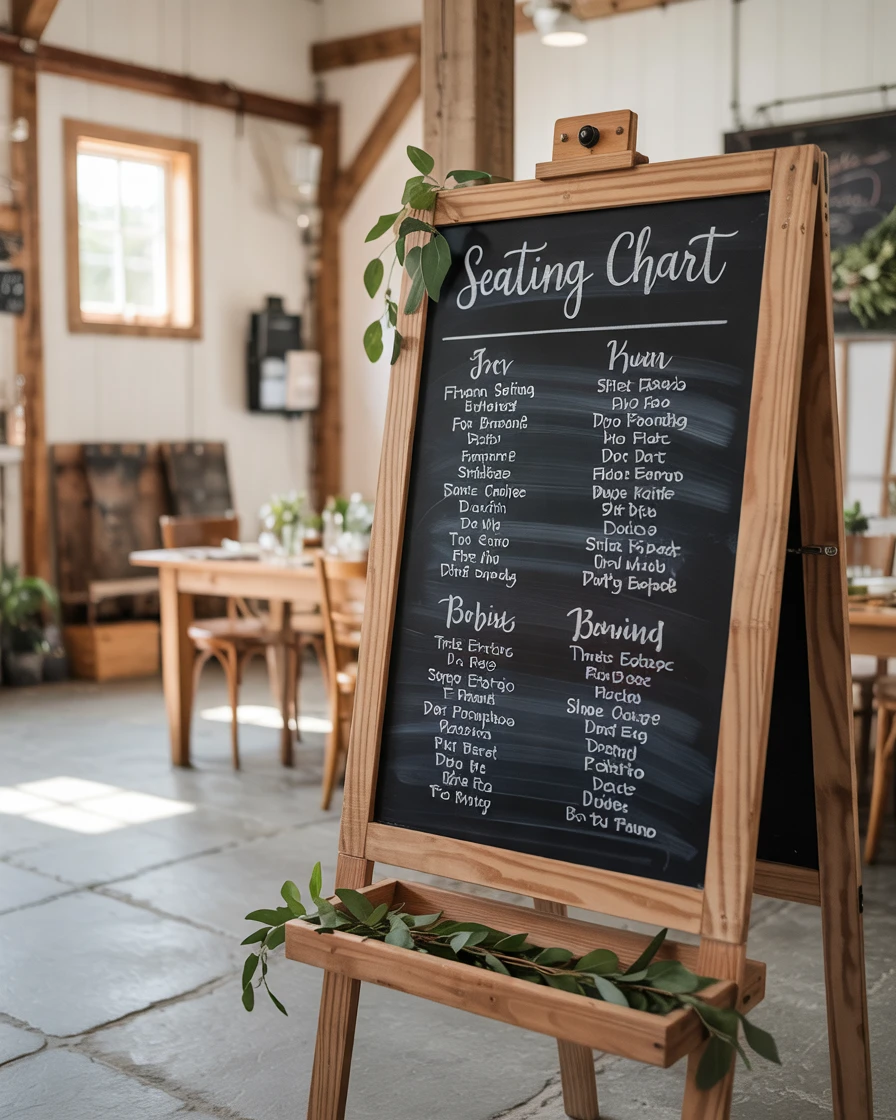 Chalkboard Seating Chart on Wooden Easel 2