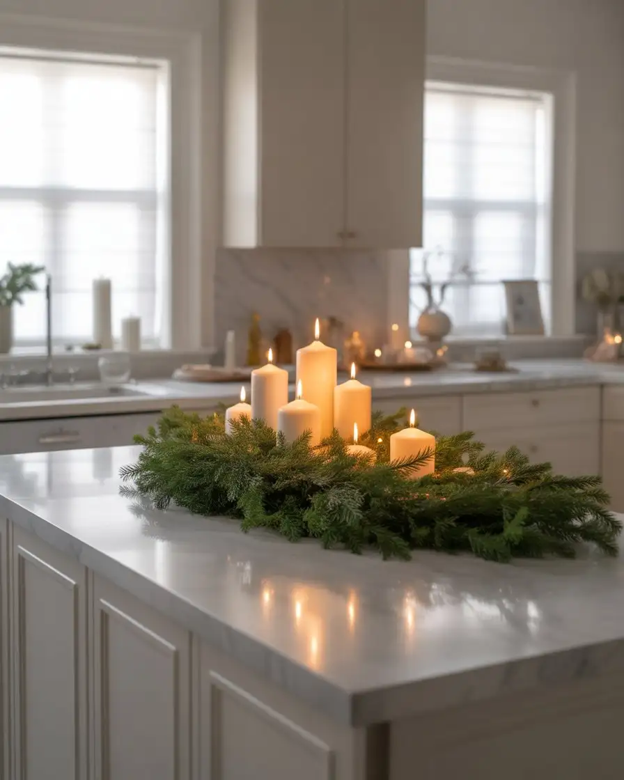 Christmas Garland and Candle Glow