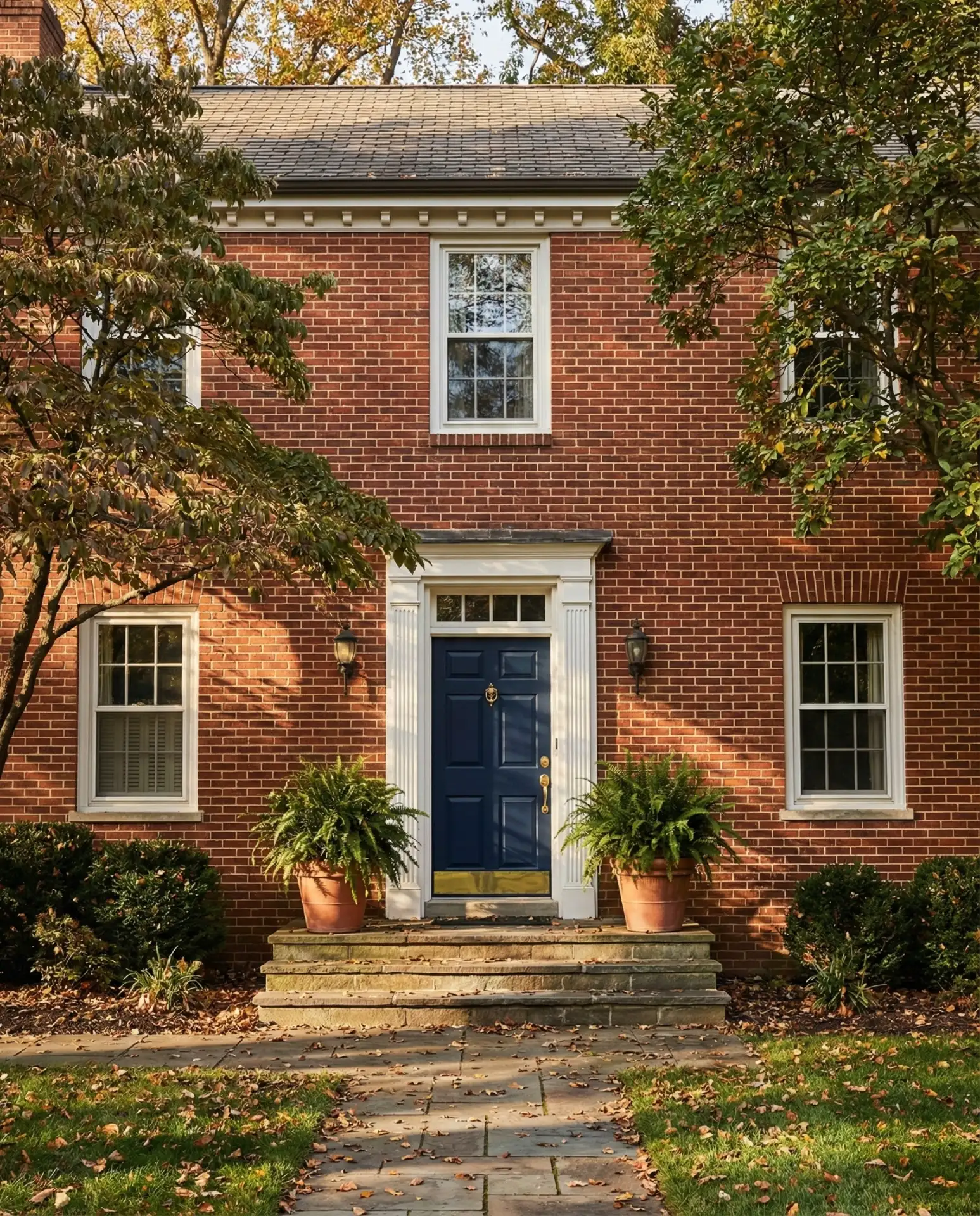 Classic Navy Blue for Red Brick Homes 1