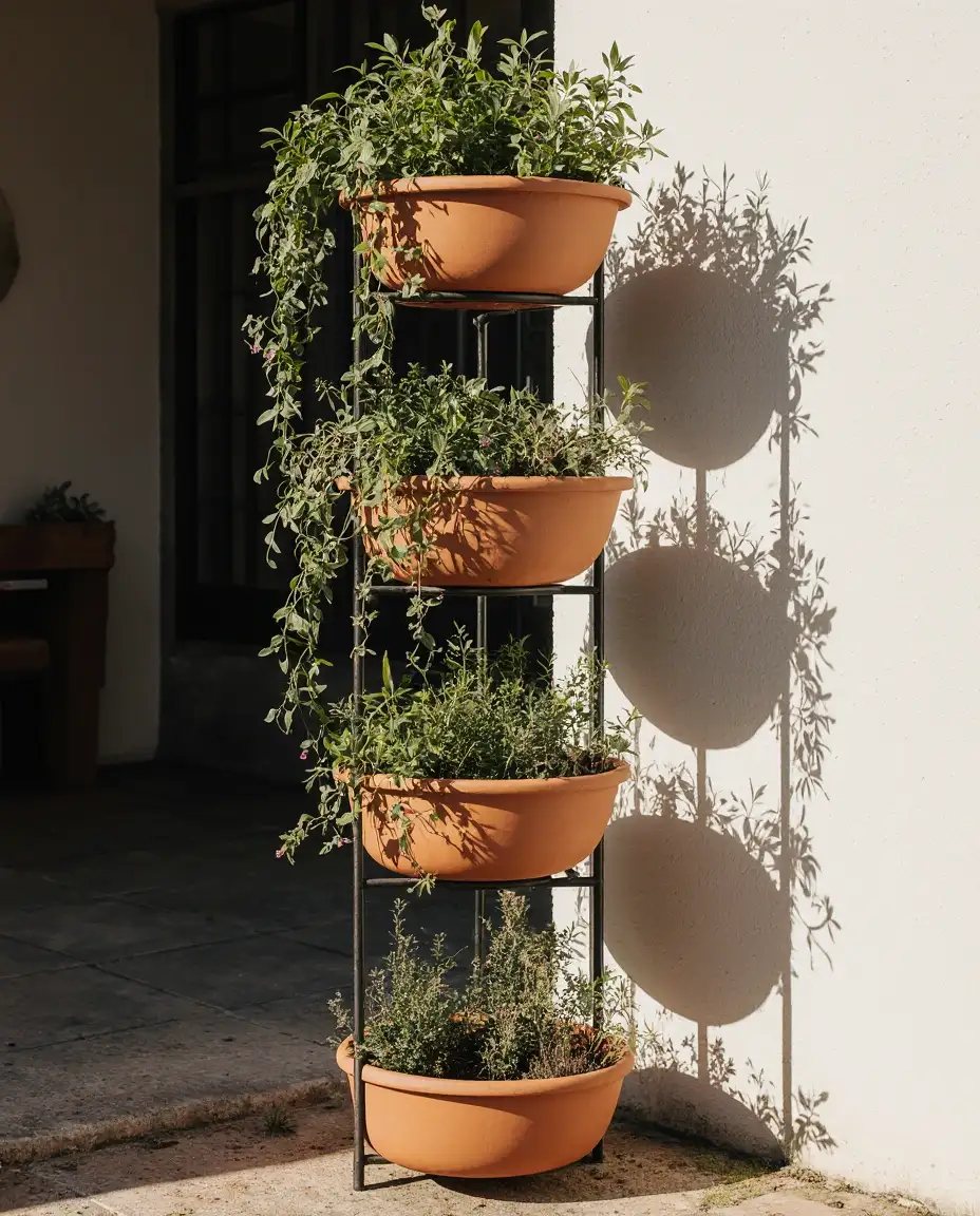 Clay Pot Tower Vertical Garden