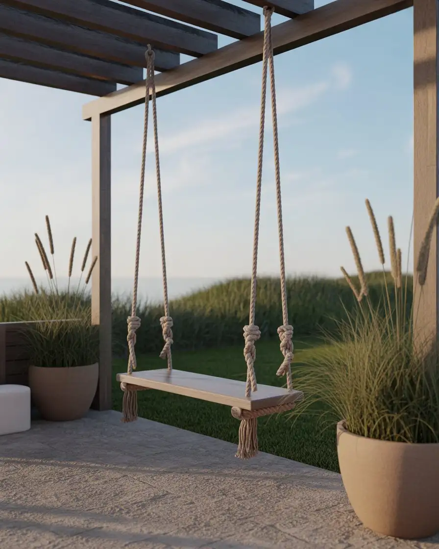 Coastal Rope Swing on a Pergola Beam 1
