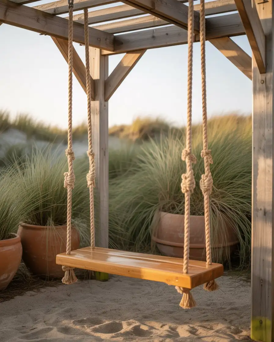 Coastal Rope Swing on a Pergola Beam 2