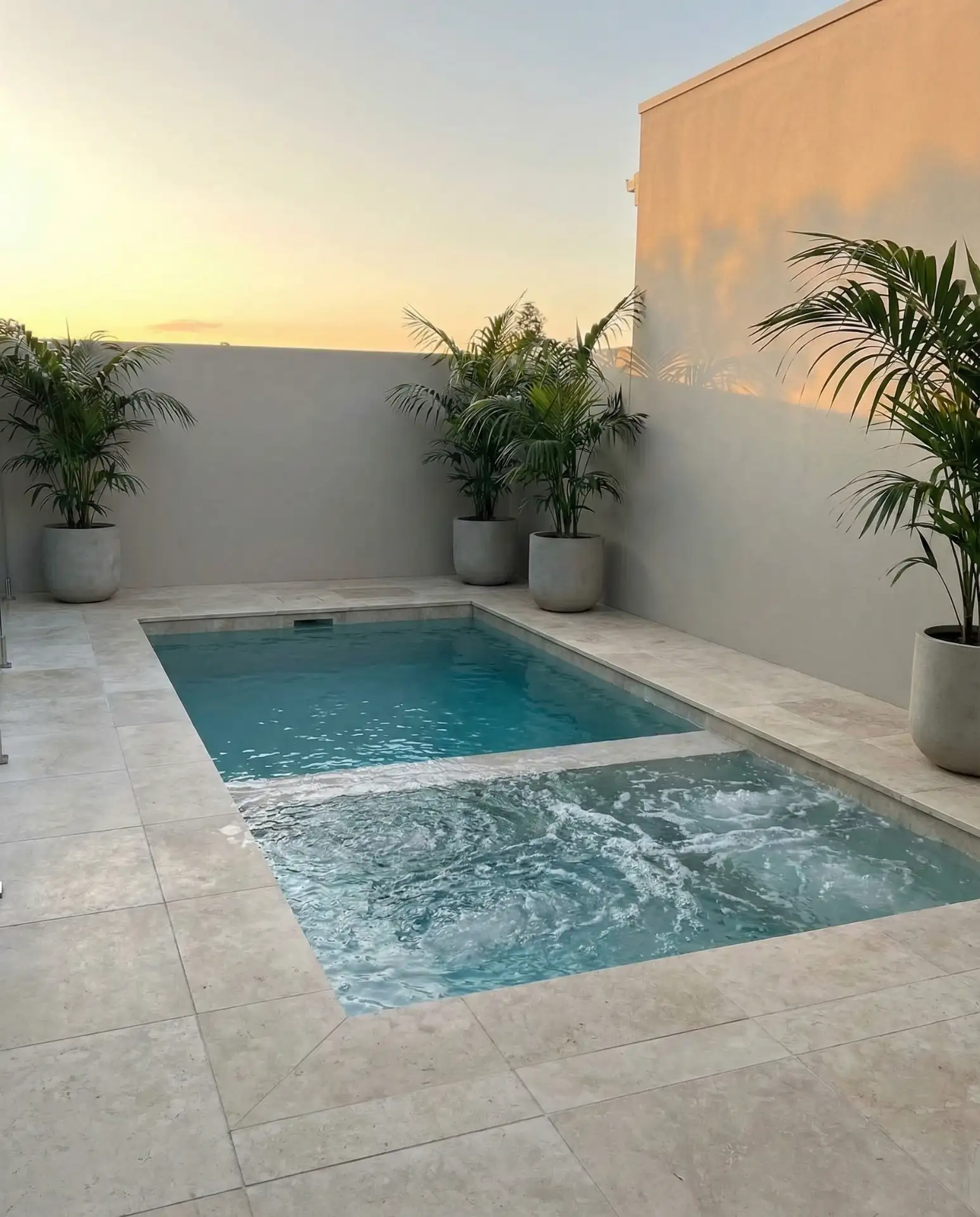 Cocktail Pool with Built-In Hot Tub Bench 1