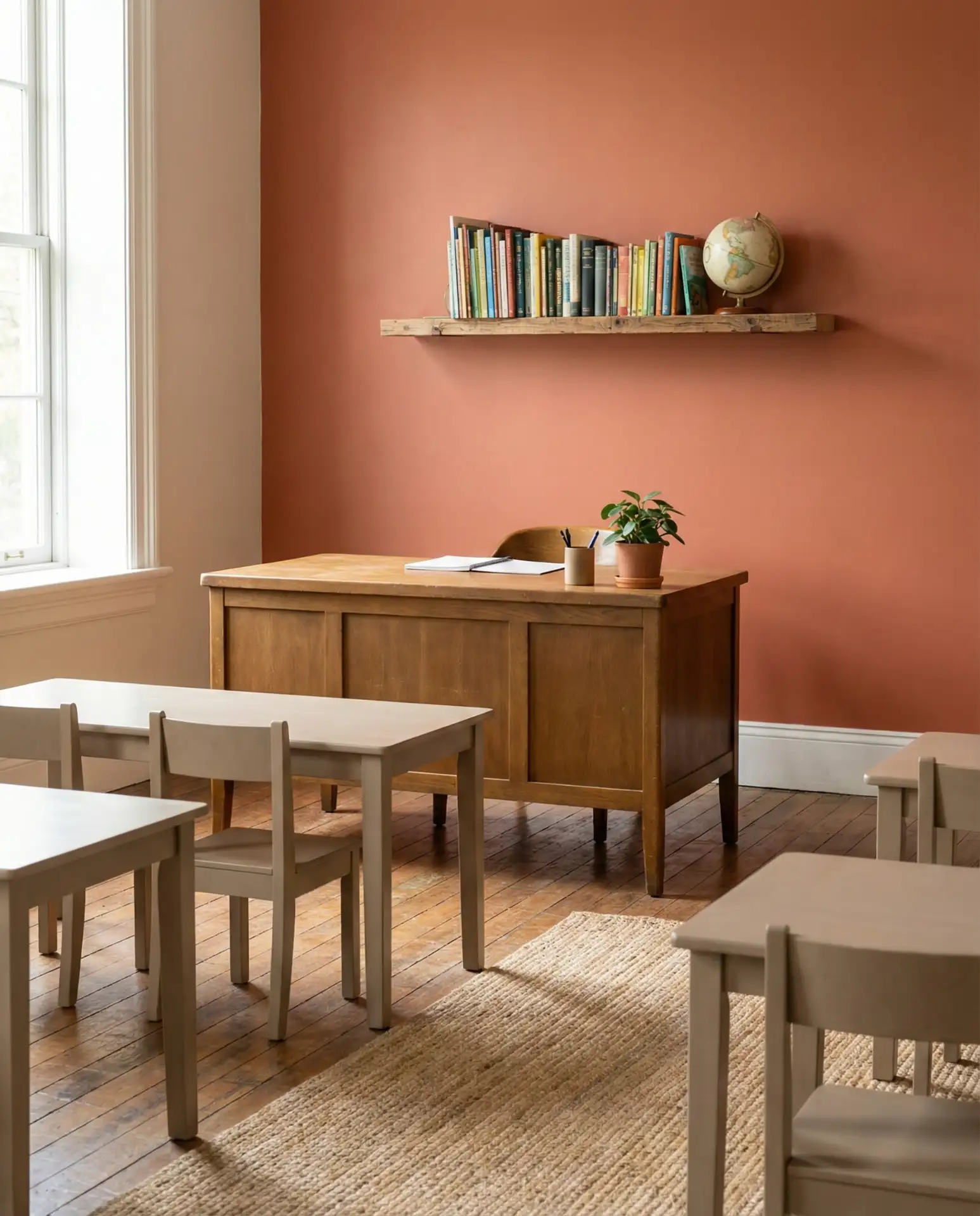 Colorful Accent Wall Behind Teacher Desk 2