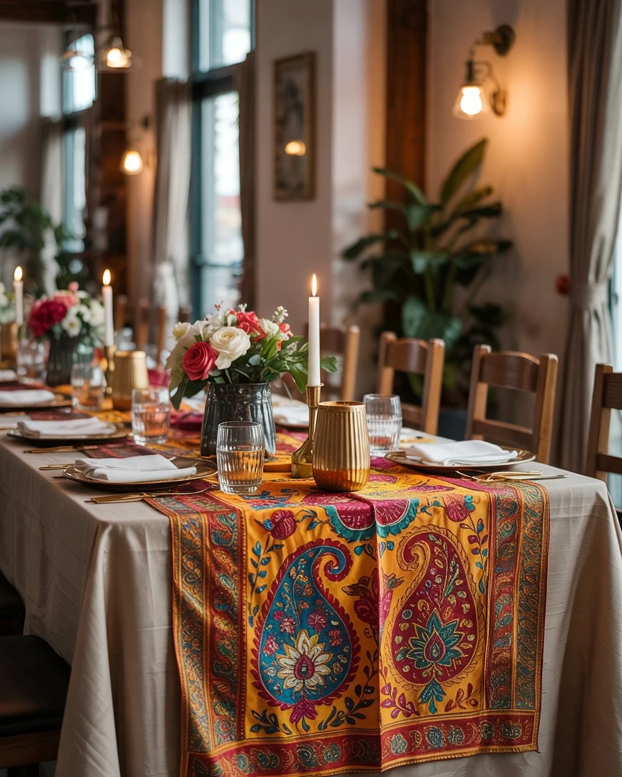 Colorful Indian Textiles as Table Runners 1