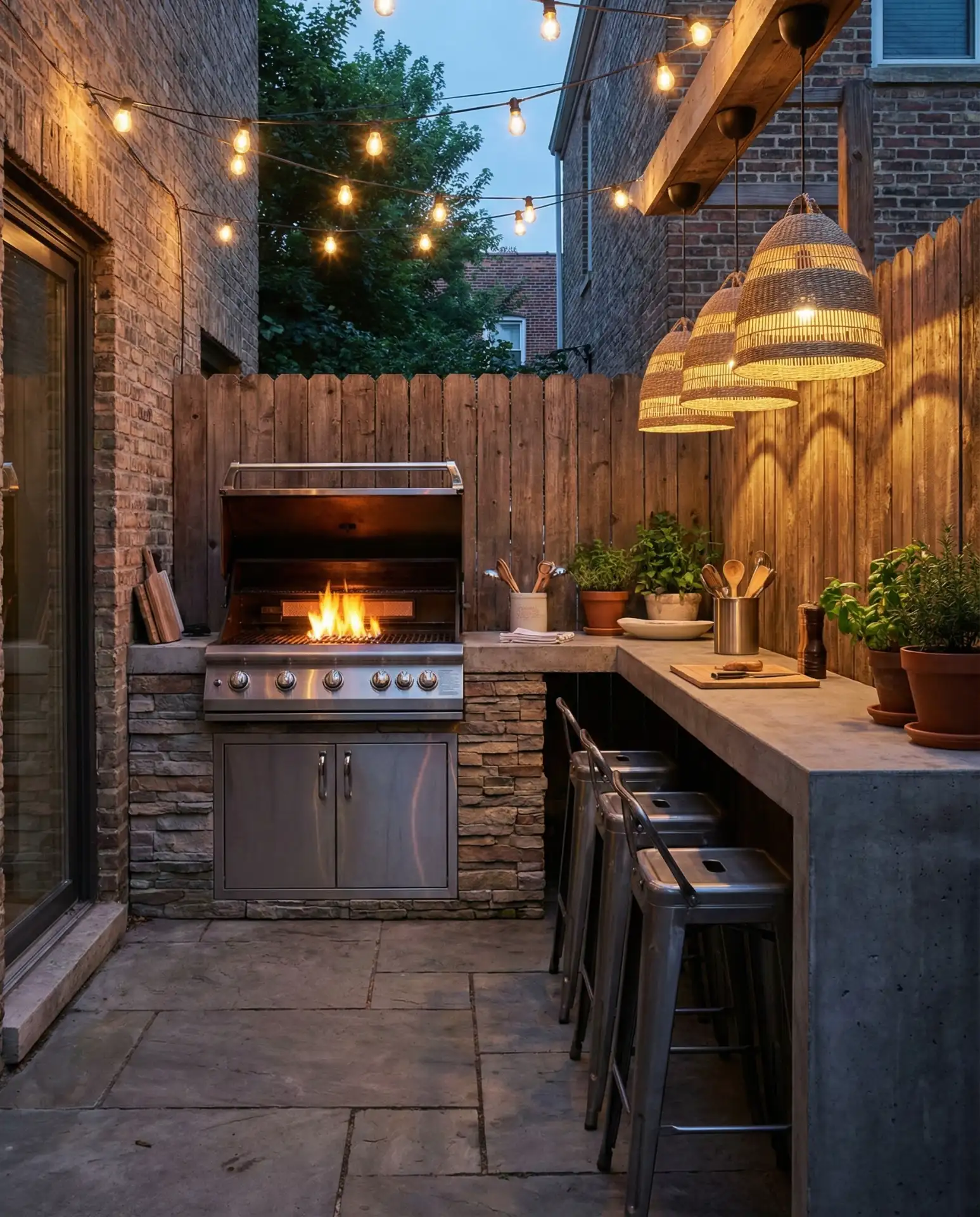 Compact Outdoor Kitchen with Bar Seating 2