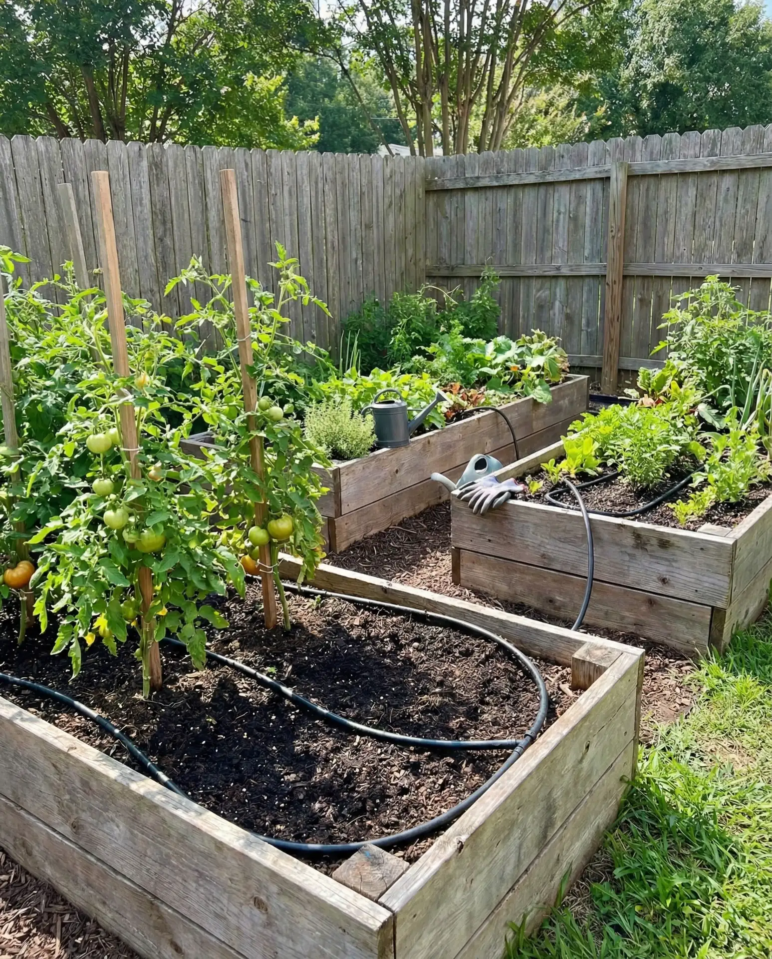 Compact Vegetable Garden with Drip Irrigation 1