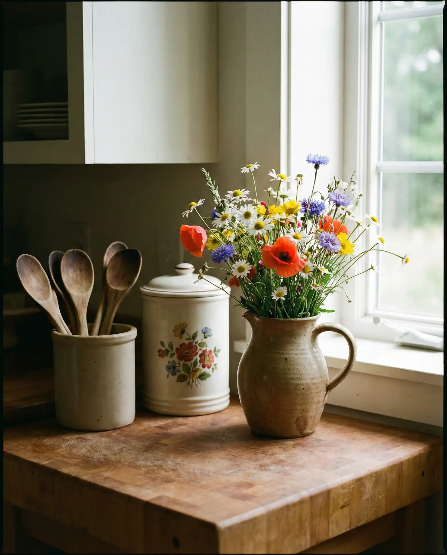 Cottage-Inspired Floral and Pottery Nook 1