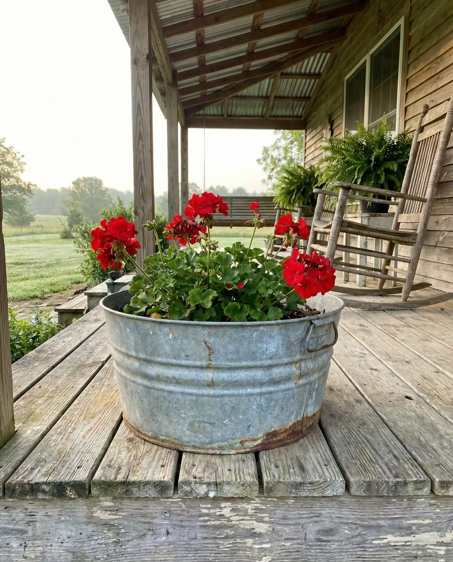 Country Galvanized Tub Planters