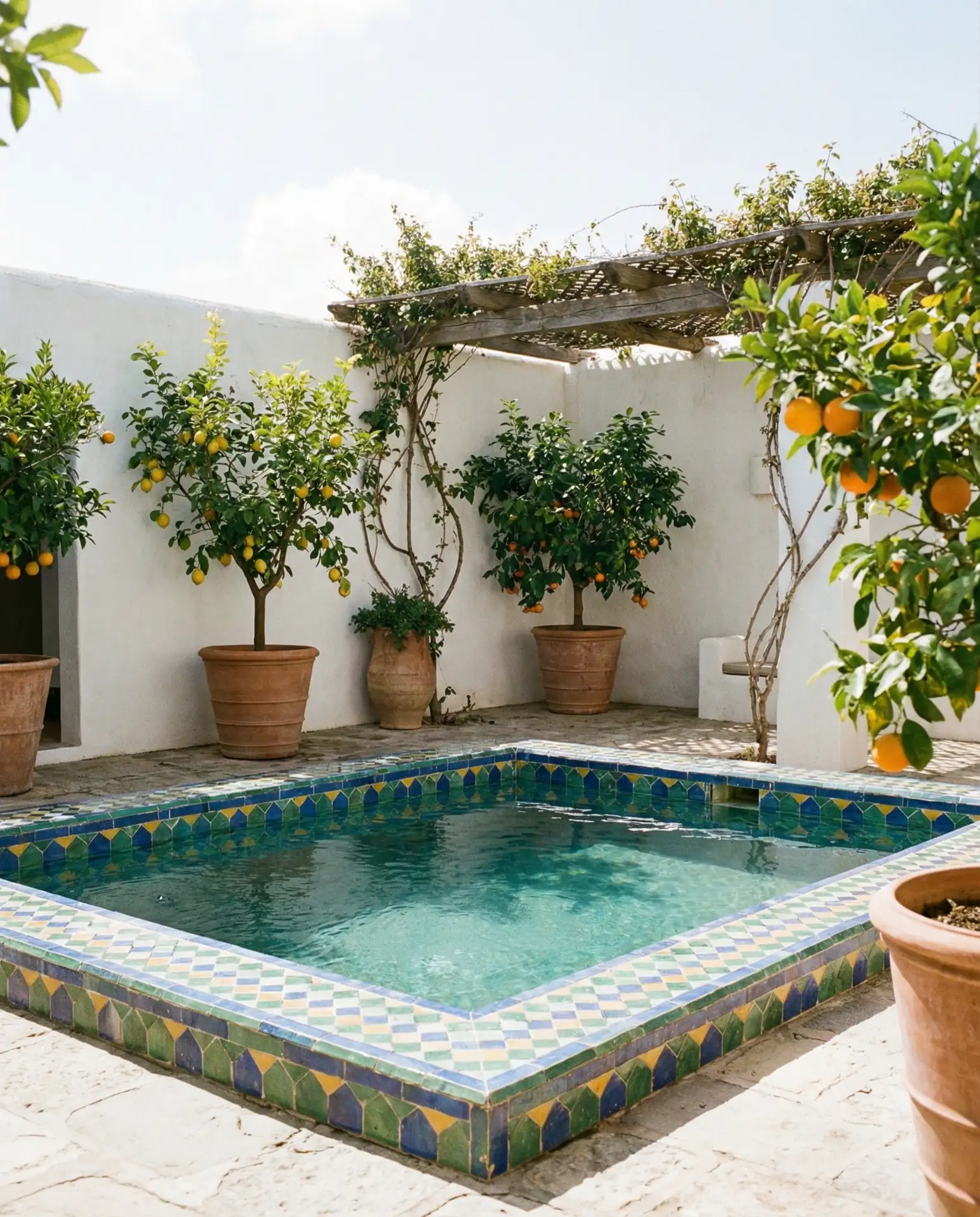 Courtyard Pool with Mediterranean Tile Work 1