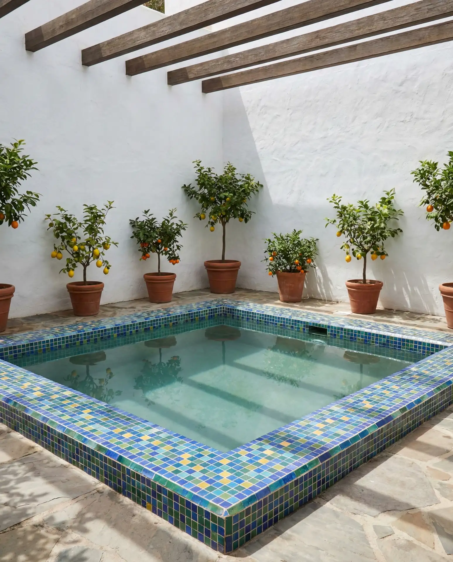Courtyard Pool with Mediterranean Tile Work 2