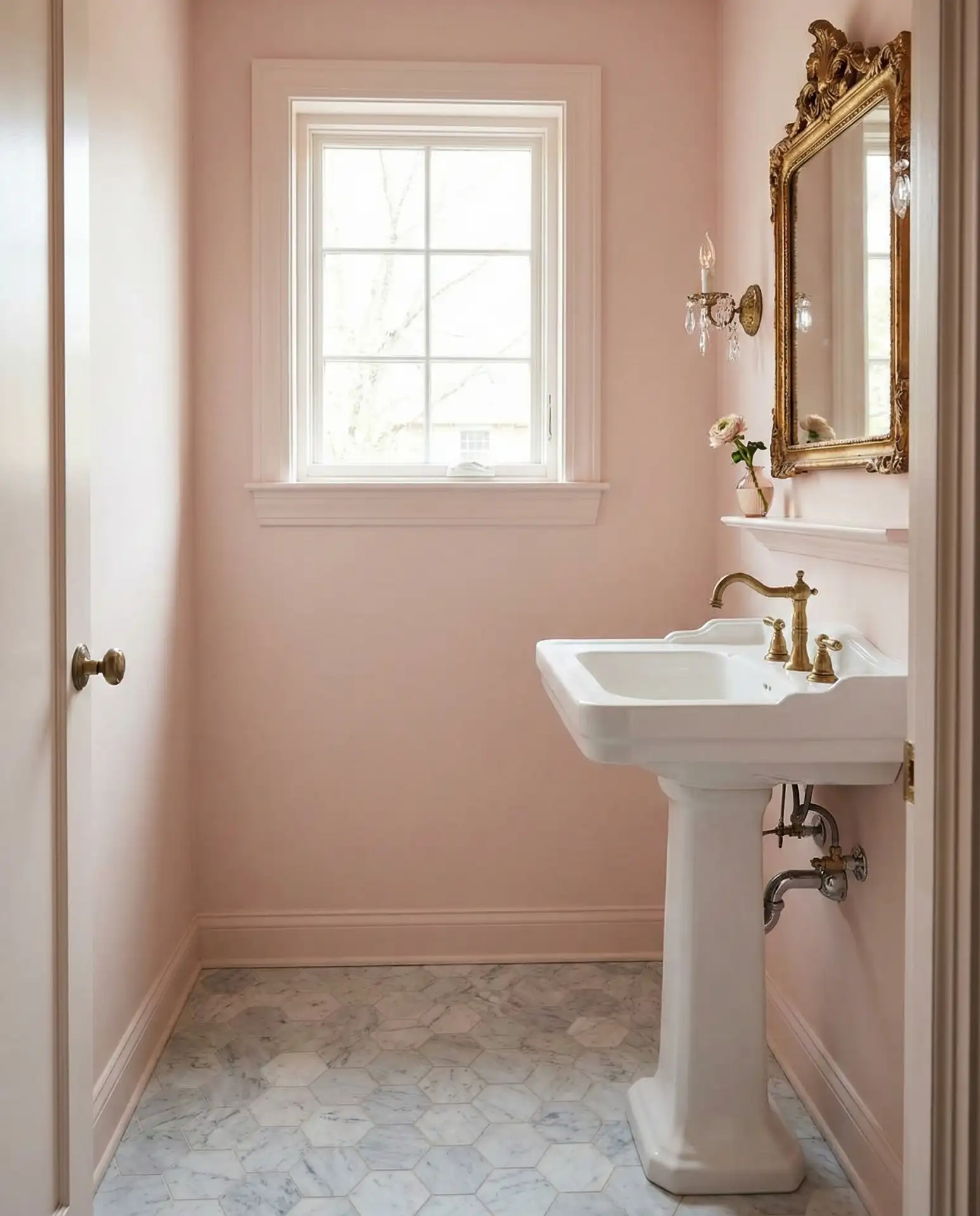 Cute Vintage Details with Pedestal Sink 1
