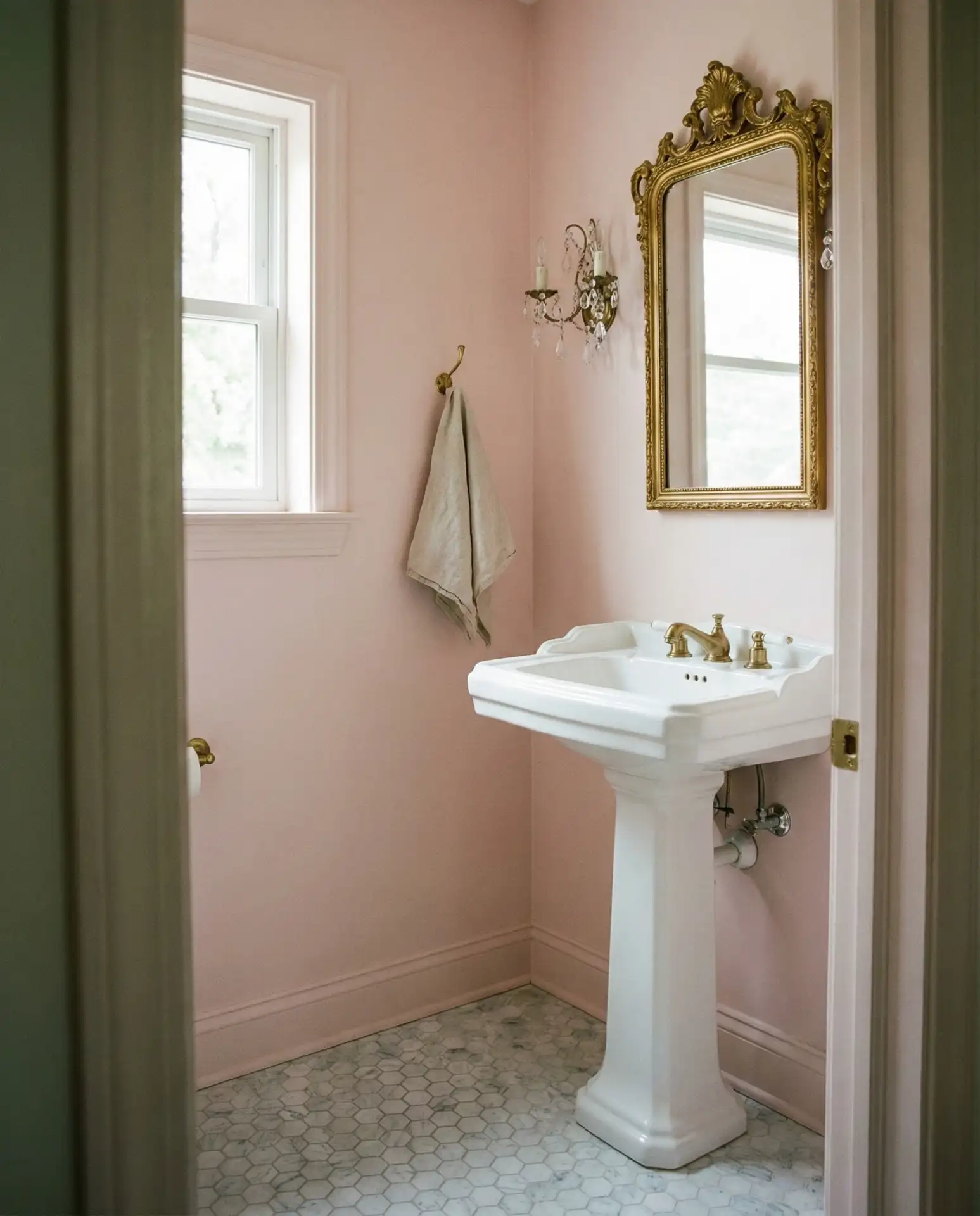 Cute Vintage Details with Pedestal Sink 2