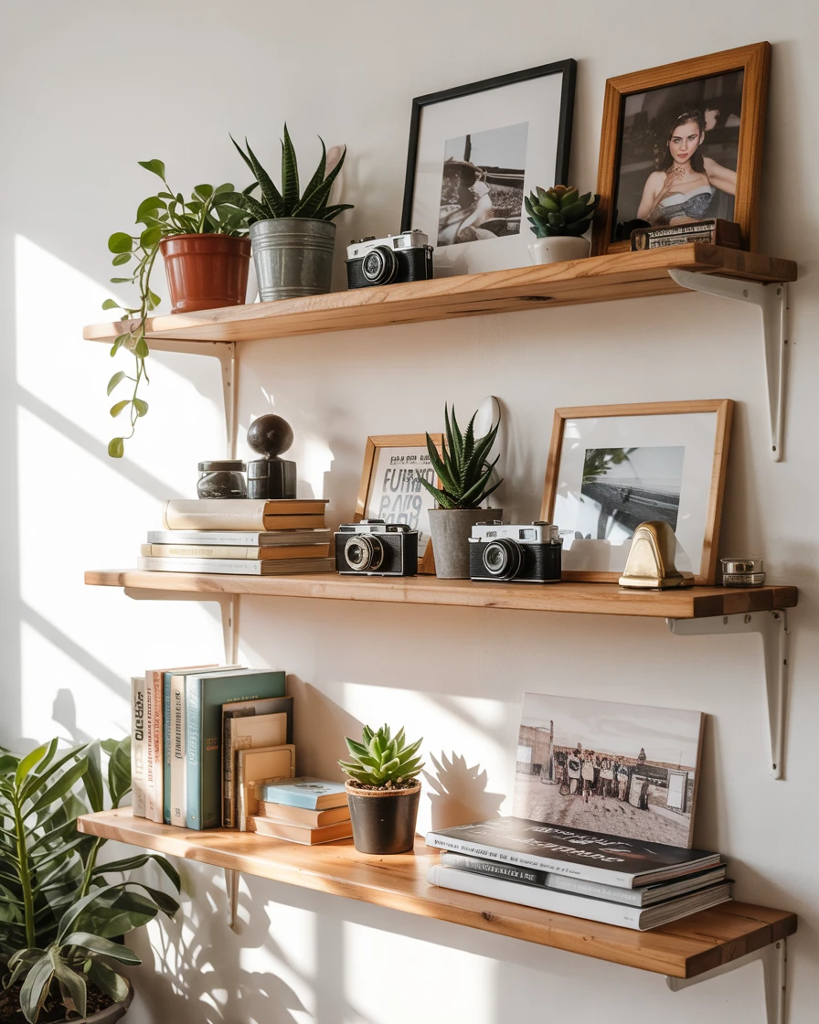 DIY Floating Shelves with Personal Collections 2