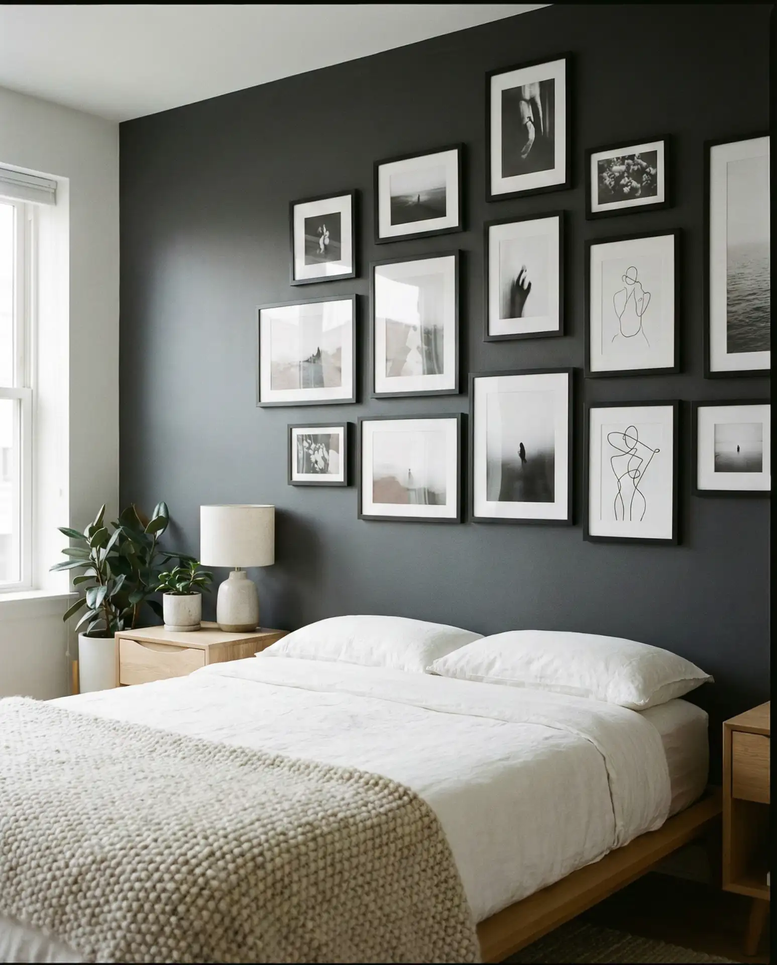 Dark Grey Accent Wall with Gallery Frames 1