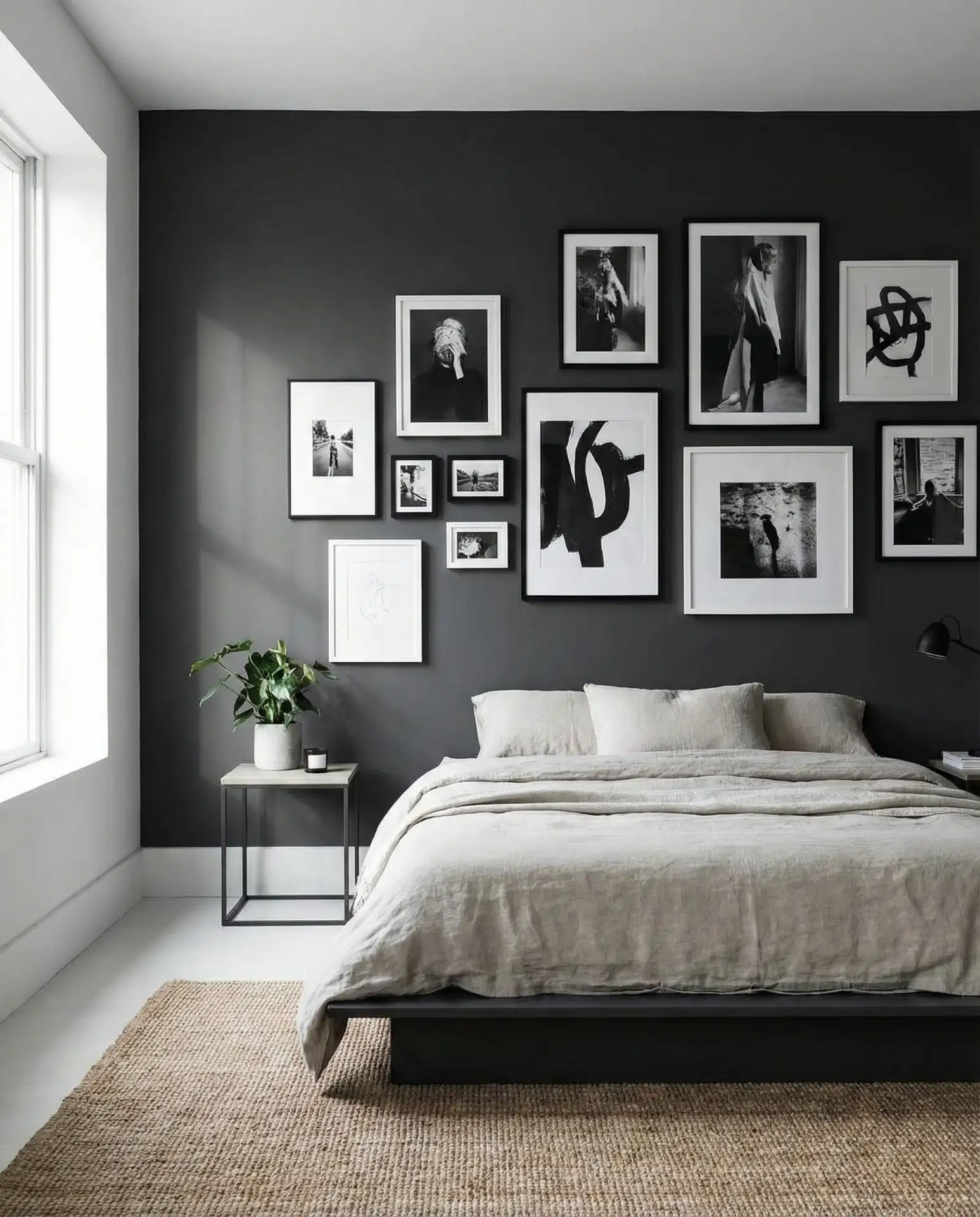 Dark Grey Accent Wall with Gallery Frames 2