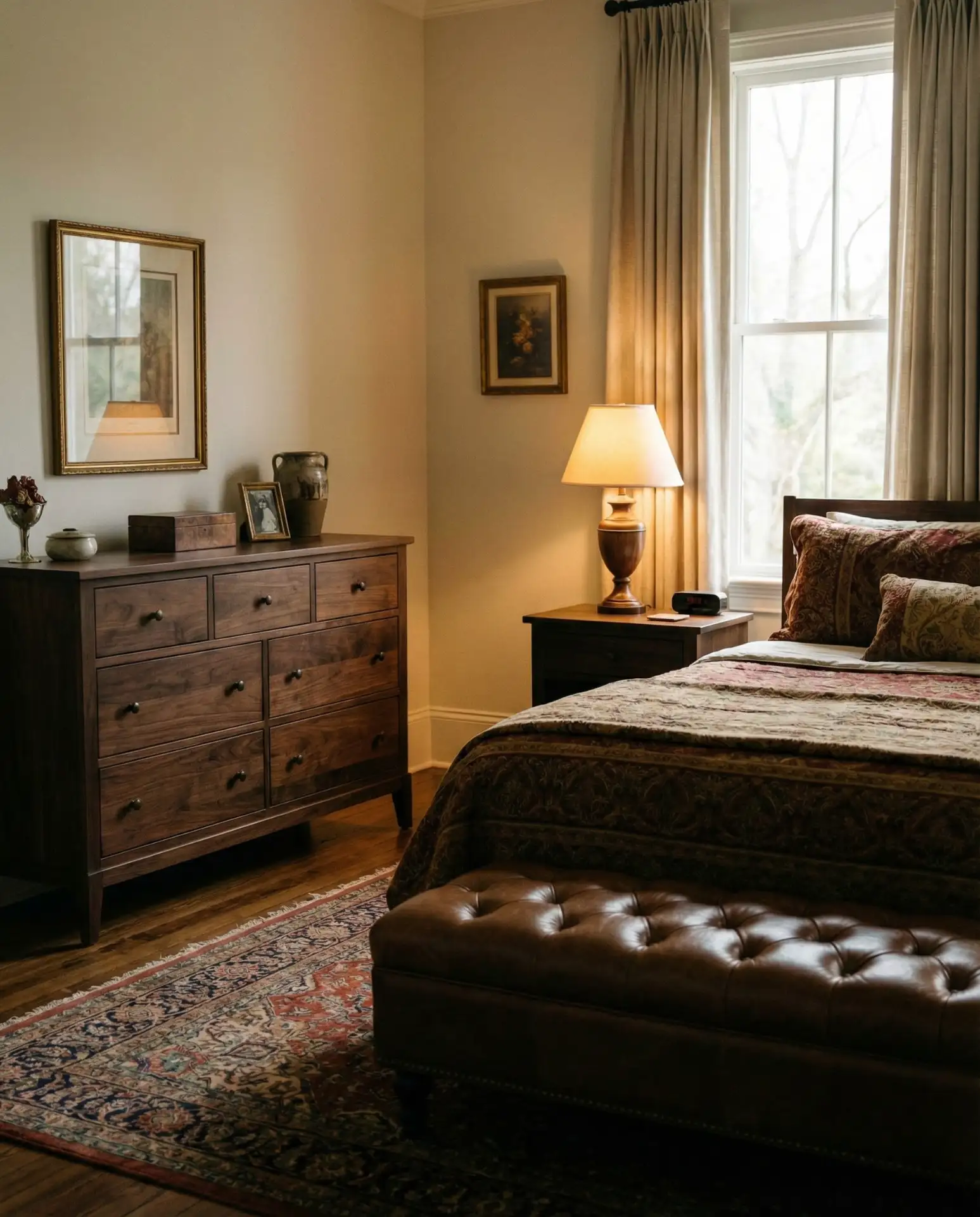 Dark Wood Furniture with Leather Accents 1