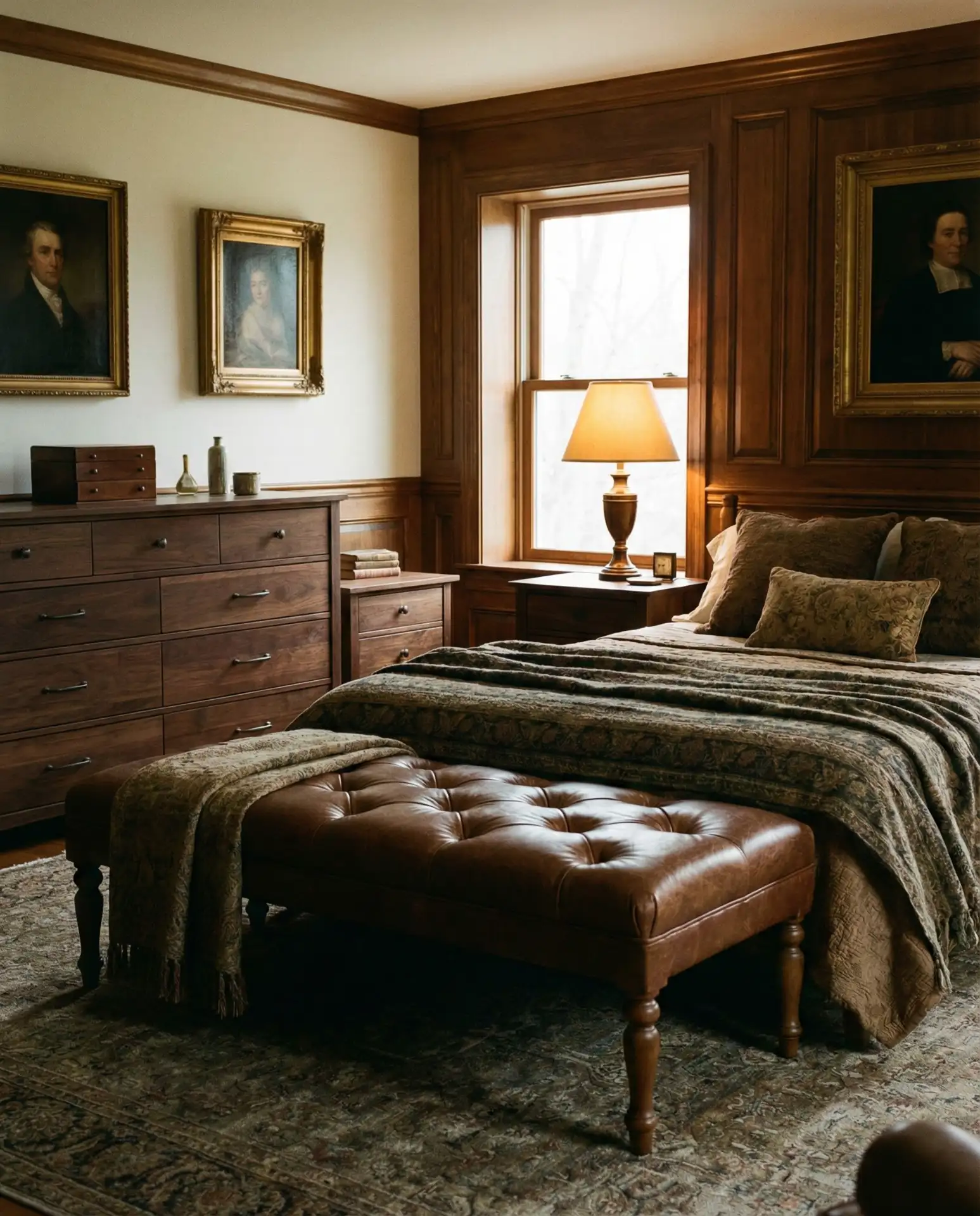 Dark Wood Furniture with Leather Accents 2