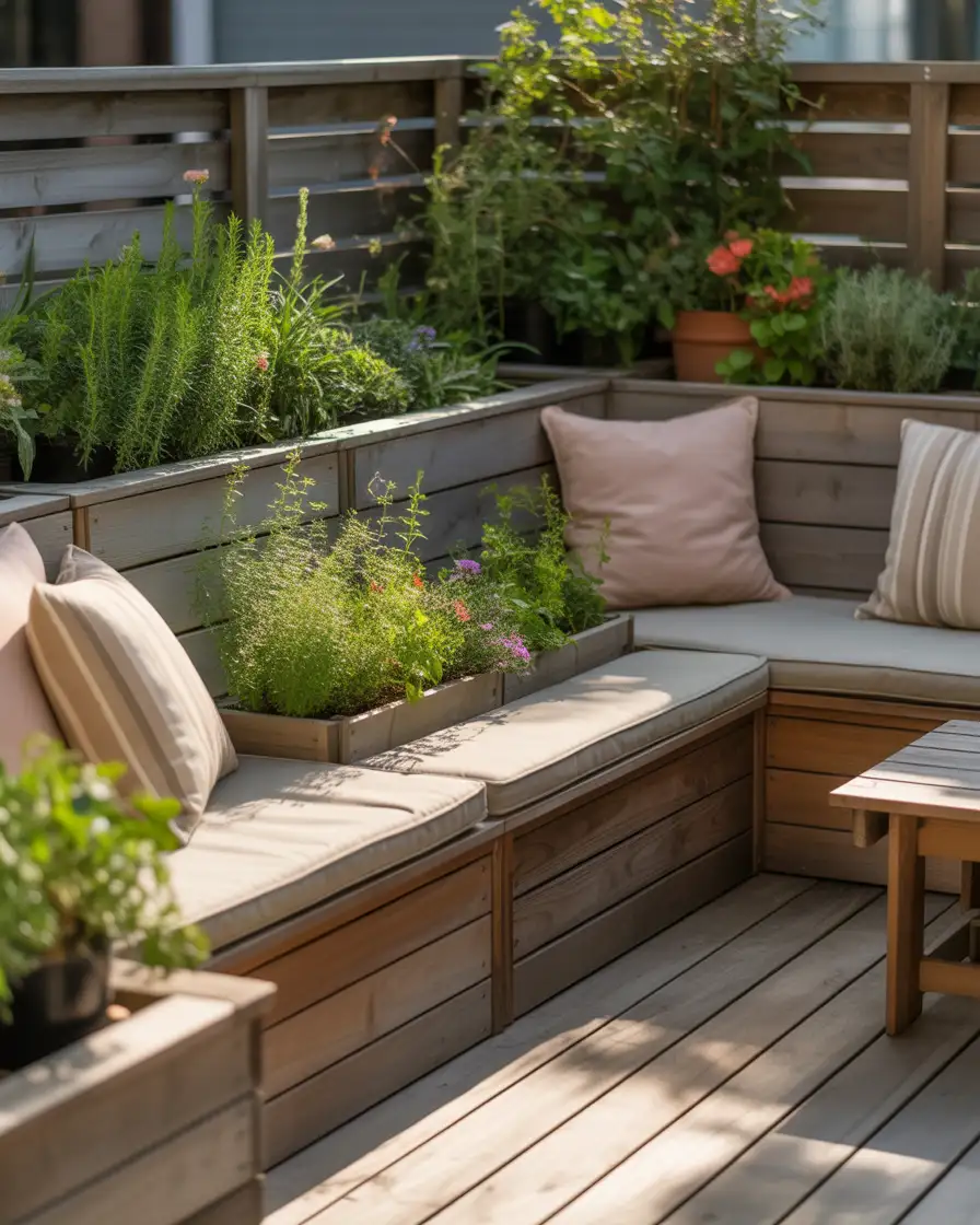 Deck with Built-In Planters and Benches 2