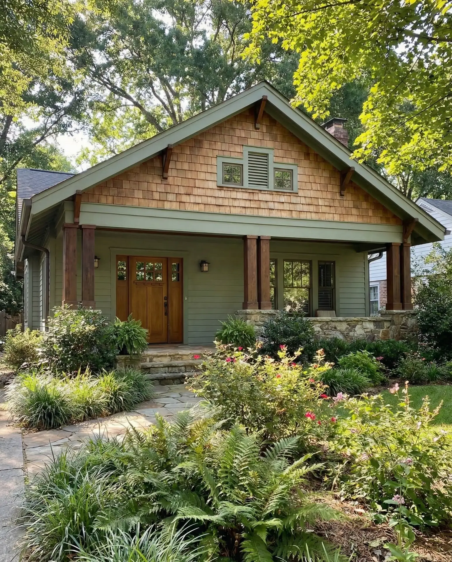 Earthy Green with Natural Wood Accents 1